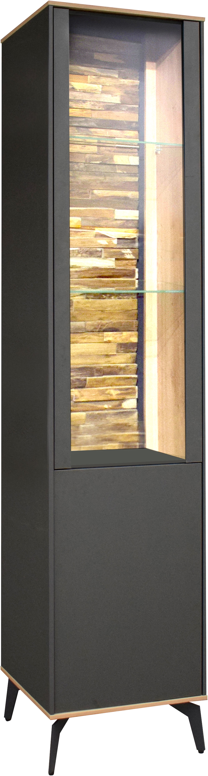 Mäusbacher Standvitrine »Faro« Faro Standvitrine B 43 cm, inkl. Beleuchtung, Push to open, Metallfüsse