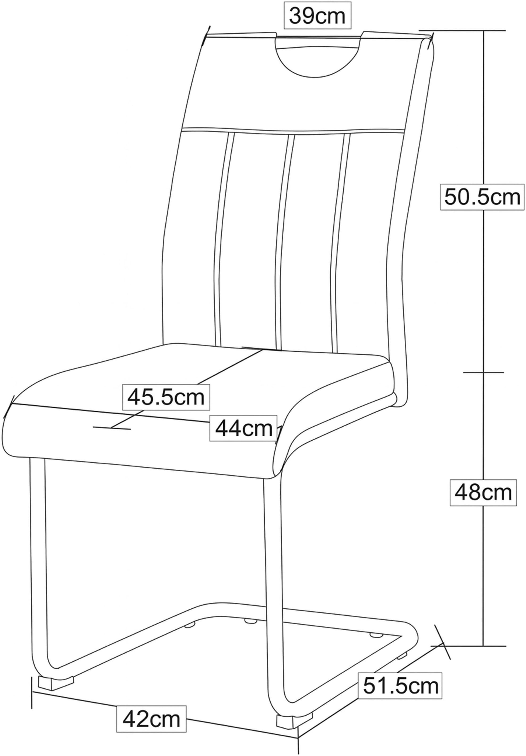Home affaire Esszimmerstuhl »AIRDRIE, 2er Set, mit Metallgestell in matt schwarz« (Set) 2 Stk.in verschiedenen Farben, Belsatbarkeit pro Stuhl 120 kg