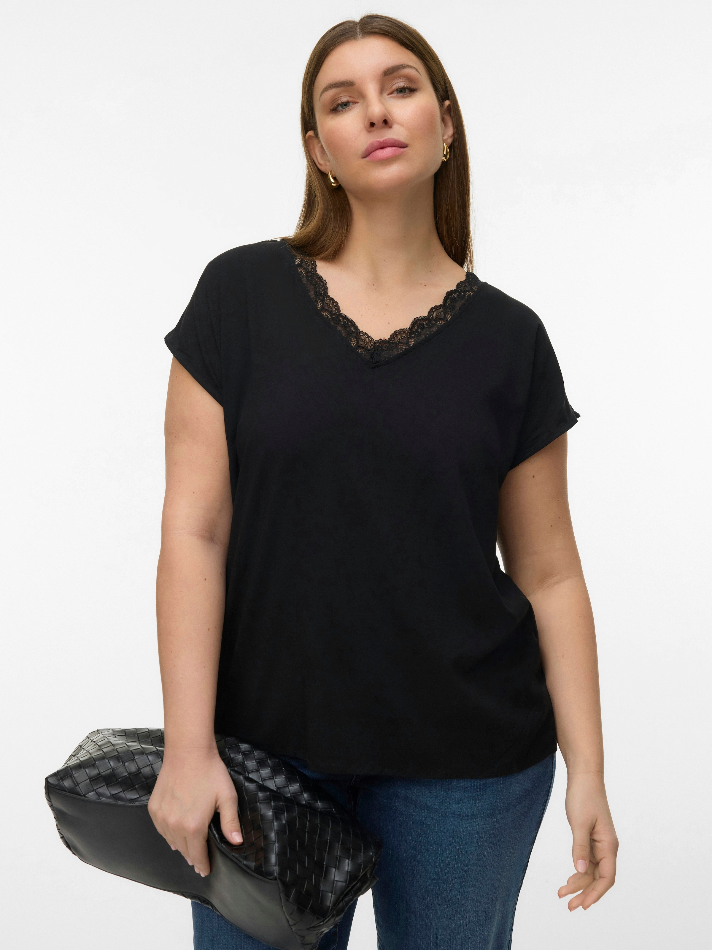 Image of Vero Moda Curve Shirttop "VMCBELLA SL LACE TOP WVN NOOS CUR" Viskosemischung, regular fit