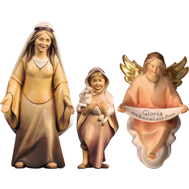 ULPE WOODART Krippenfigur »Hirtin mit Hirtenjunge und Engel,  Weihnachtsdeko«, zur Komet Krippe, Handarbeit bequem kaufen
