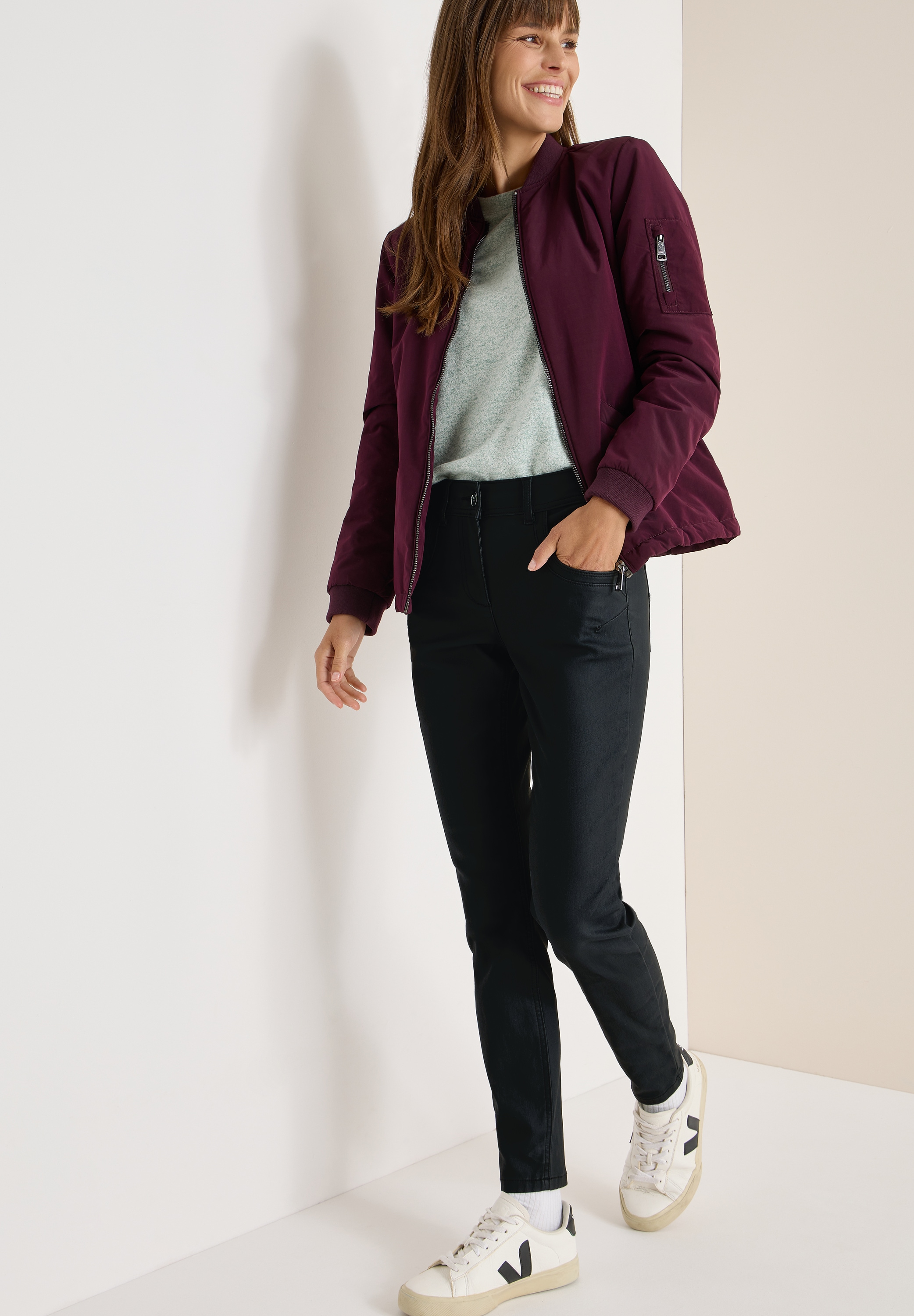 Cecil Pantalon 5 poches »Style Toronto«  im Leder-Look, mit leicht glänzender Beschichtung