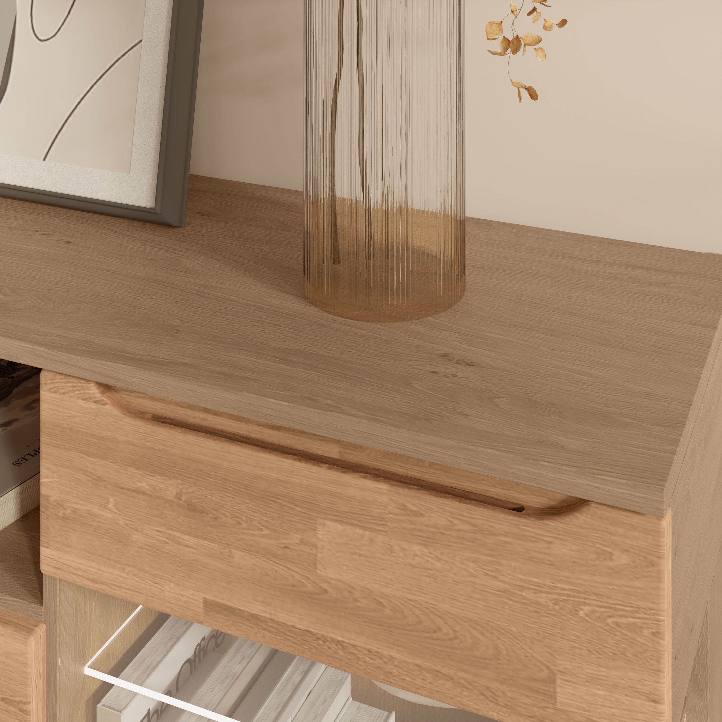 GOODproduct Wohnwand »VETRO: besteht aus 2 Vitrinen, 1 Lowboard & 1 Wandregal, Wohnzimmer.« 4 Stk. tlg.