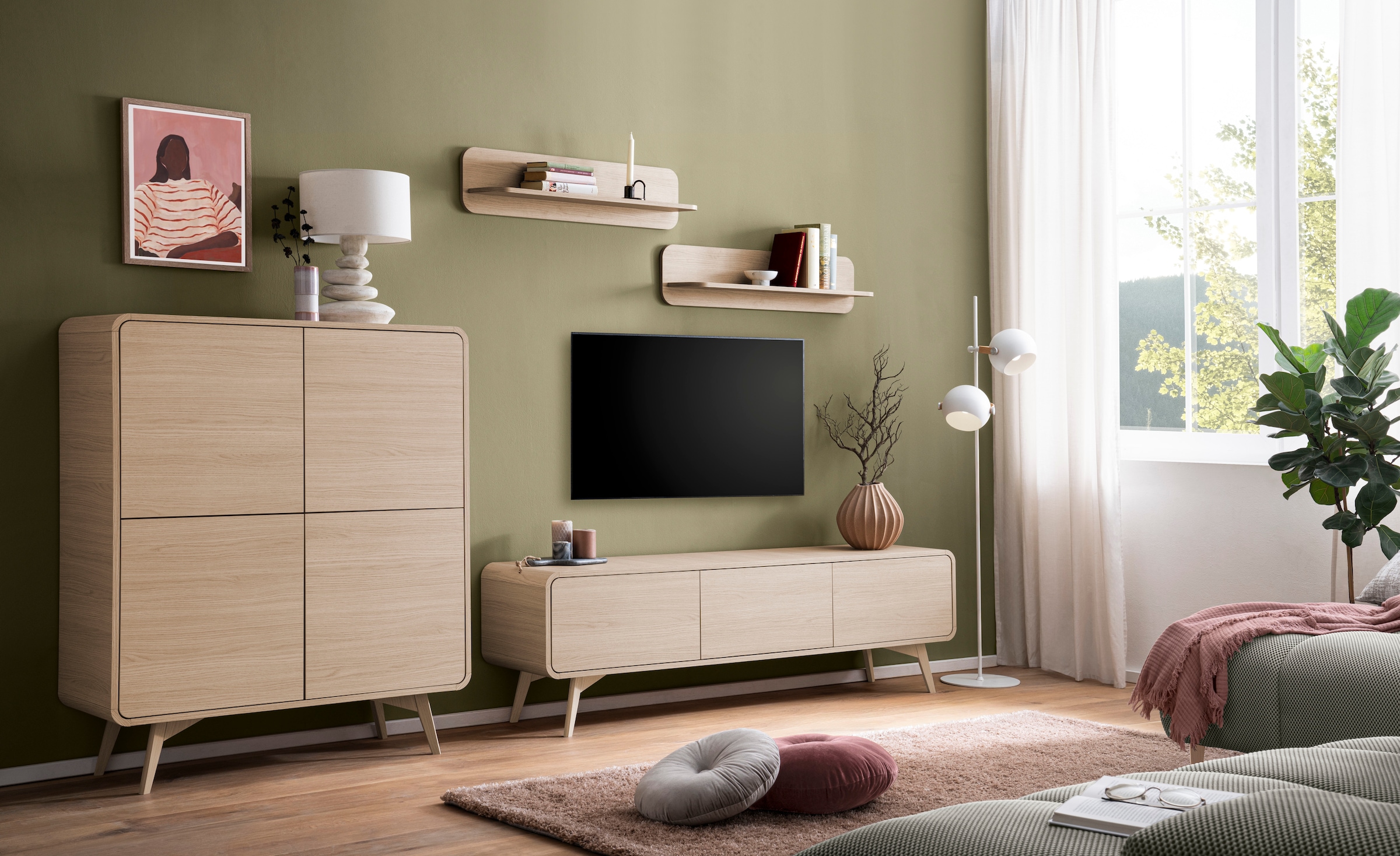 Home affaire Meuble mural »Torsby, moderne Anbauwand, Komplettset im Scandi-Stil« Set, 4 cuis tlg.