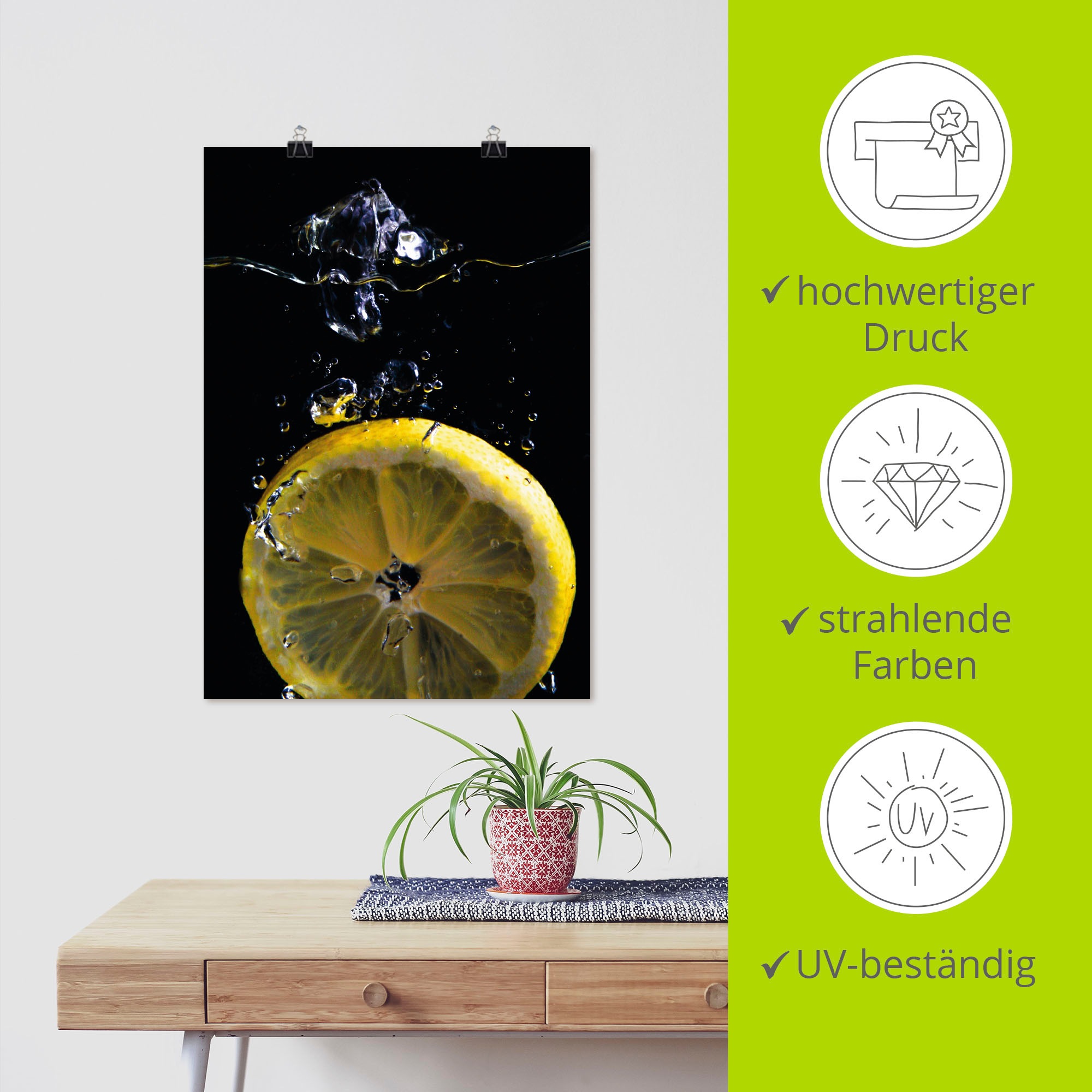 Artland Wandbild »Zitrone«, Lebensmittel, (1 St.), als Alubild, Outdoorbild, Leinwandbild, Poster in verschied. Grössen
