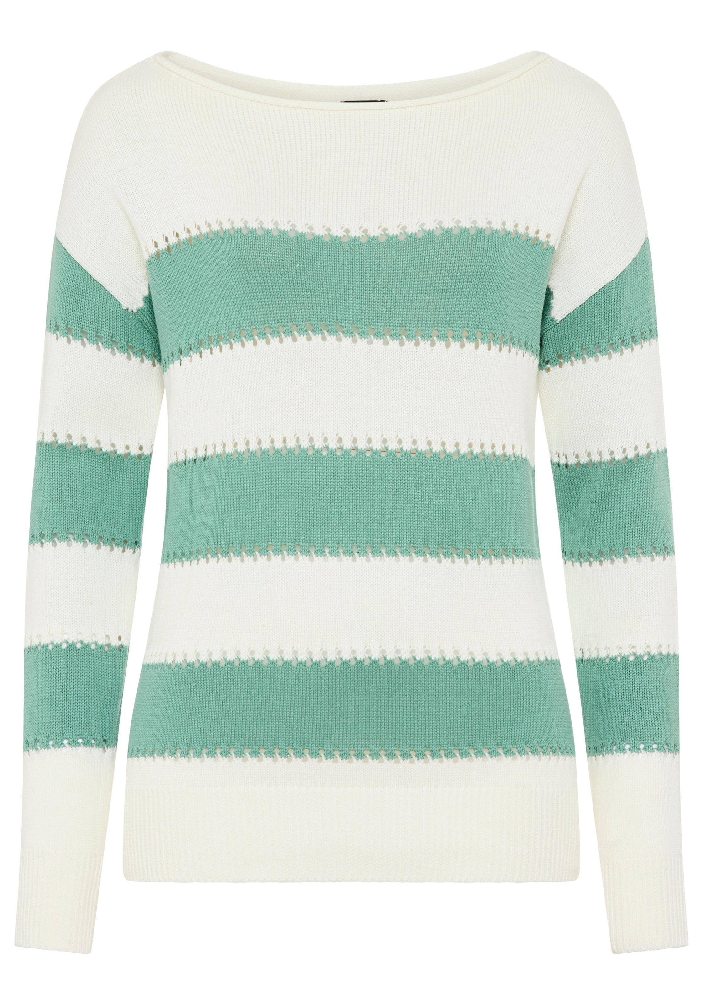 Laura Scott Pull à rayures leichter Sommerpullover mit modernem Lochmuster