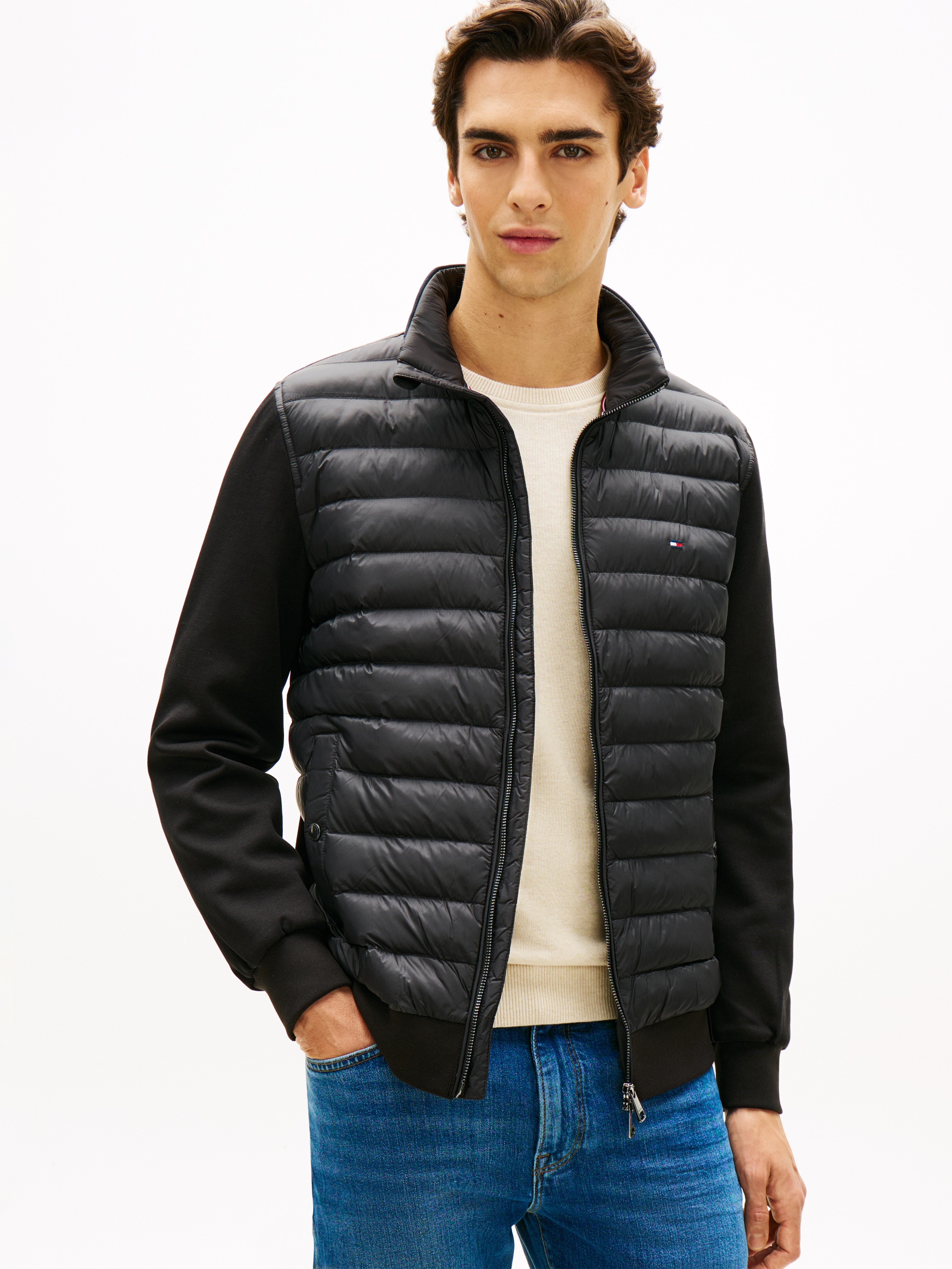 Tommy Hilfiger Steppjacke »MIX MEDIA mit Stehkragen« unifarben, casual, regular fit, Baumwollmix,