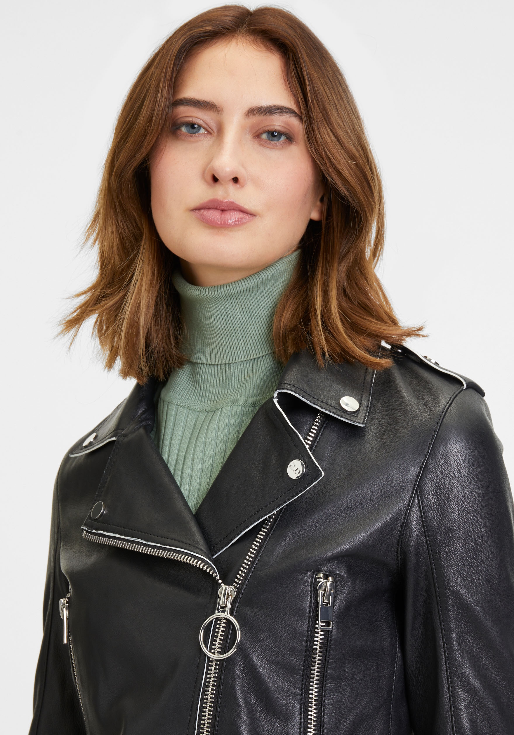 Mauritius Lederjacke »G2WCelin SF«, mit asymetrischem Reissverschluss, Gürtel, Zipper-Details