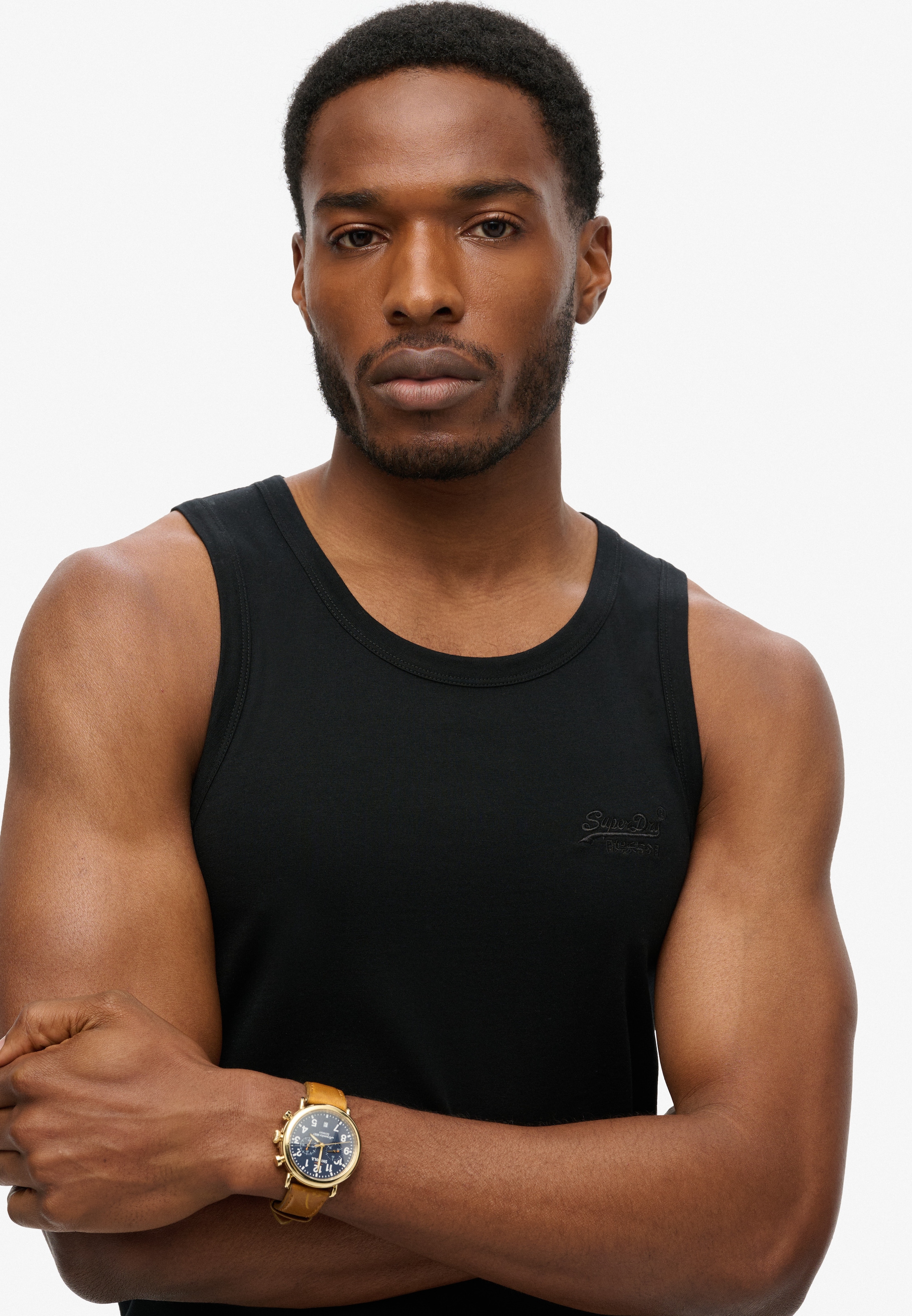 Superdry Débardeur »ESSENTIAL LOGO VEST UB« avec étiquette de marque, en coton et jersey simple, coupe slim, sans manches