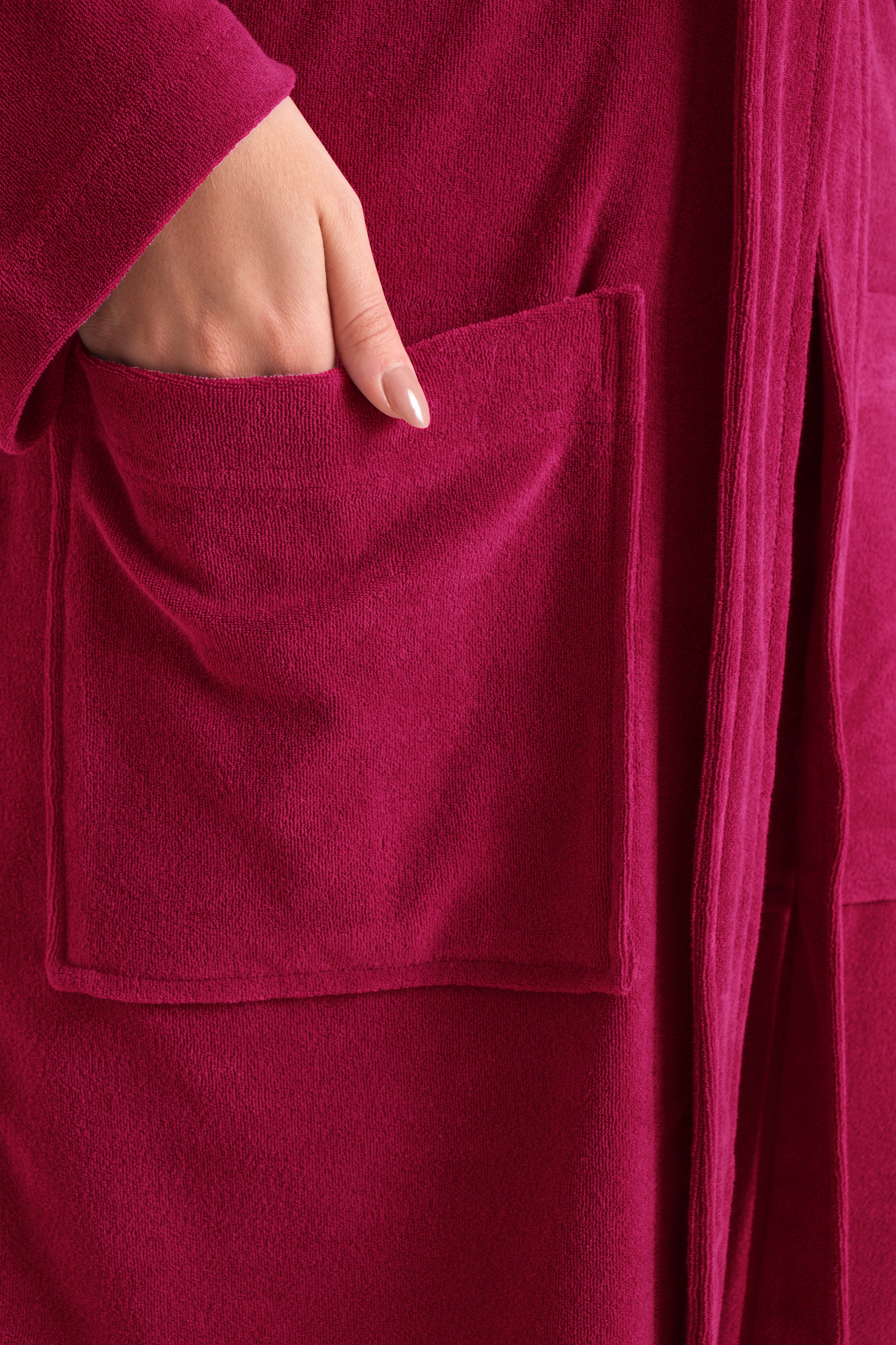 my home Damenbademantel »Jule, ideal für Sauna & Spa, Hotelbademantel, Morgenmantel« 1 Stk. tlg., einfarbiger Leichtfrottier-Bademantel, hoher Baumwollanteil, XS-4XL