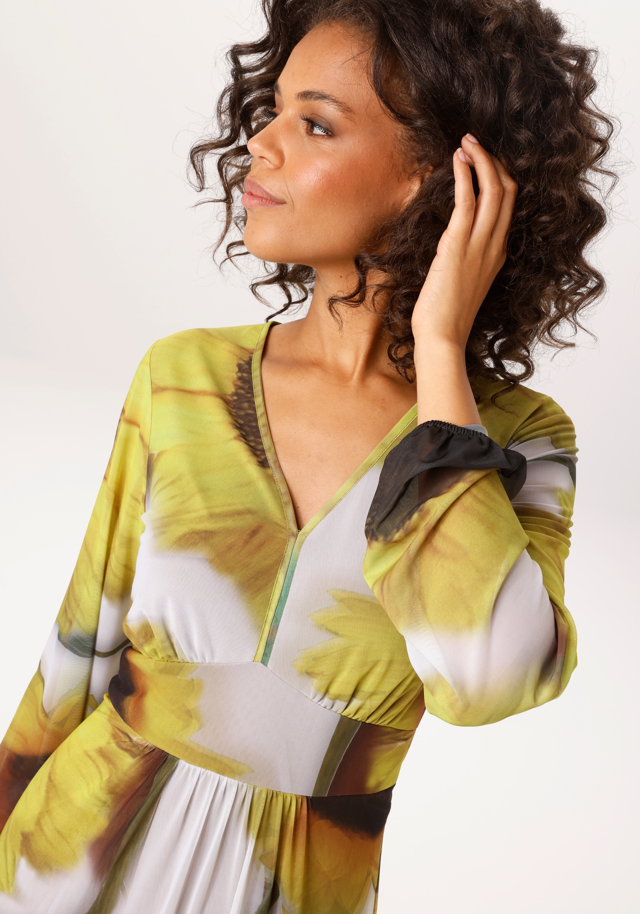 Aniston CASUAL Maxikleid mit grossflächigen Sonnenblumen bedruckt - NEUE KOLLEKTION