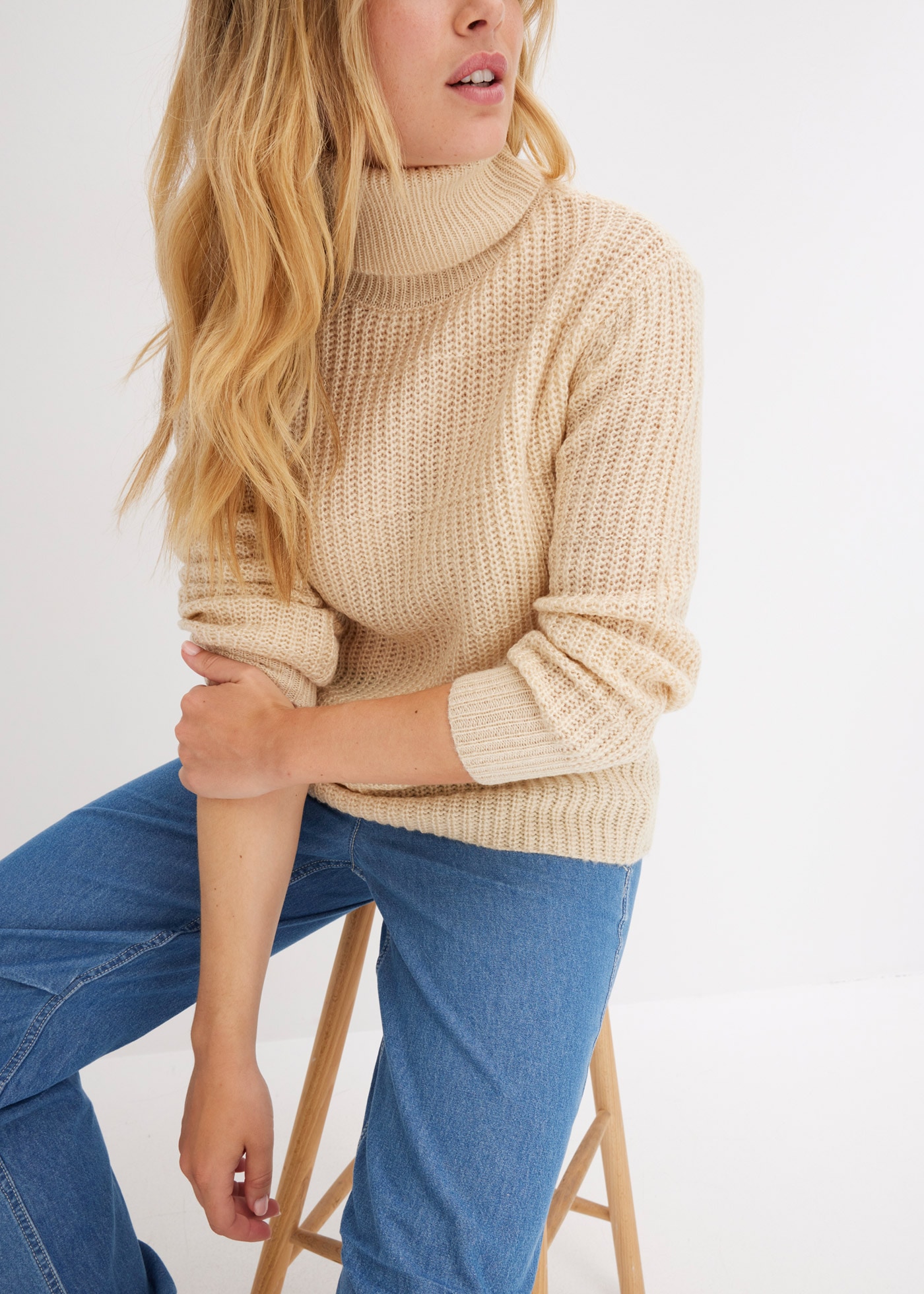 bonprix Rollkragenpullover aus Polyacryl, mit Rollkragen, für kühle Tage, lässige Passform