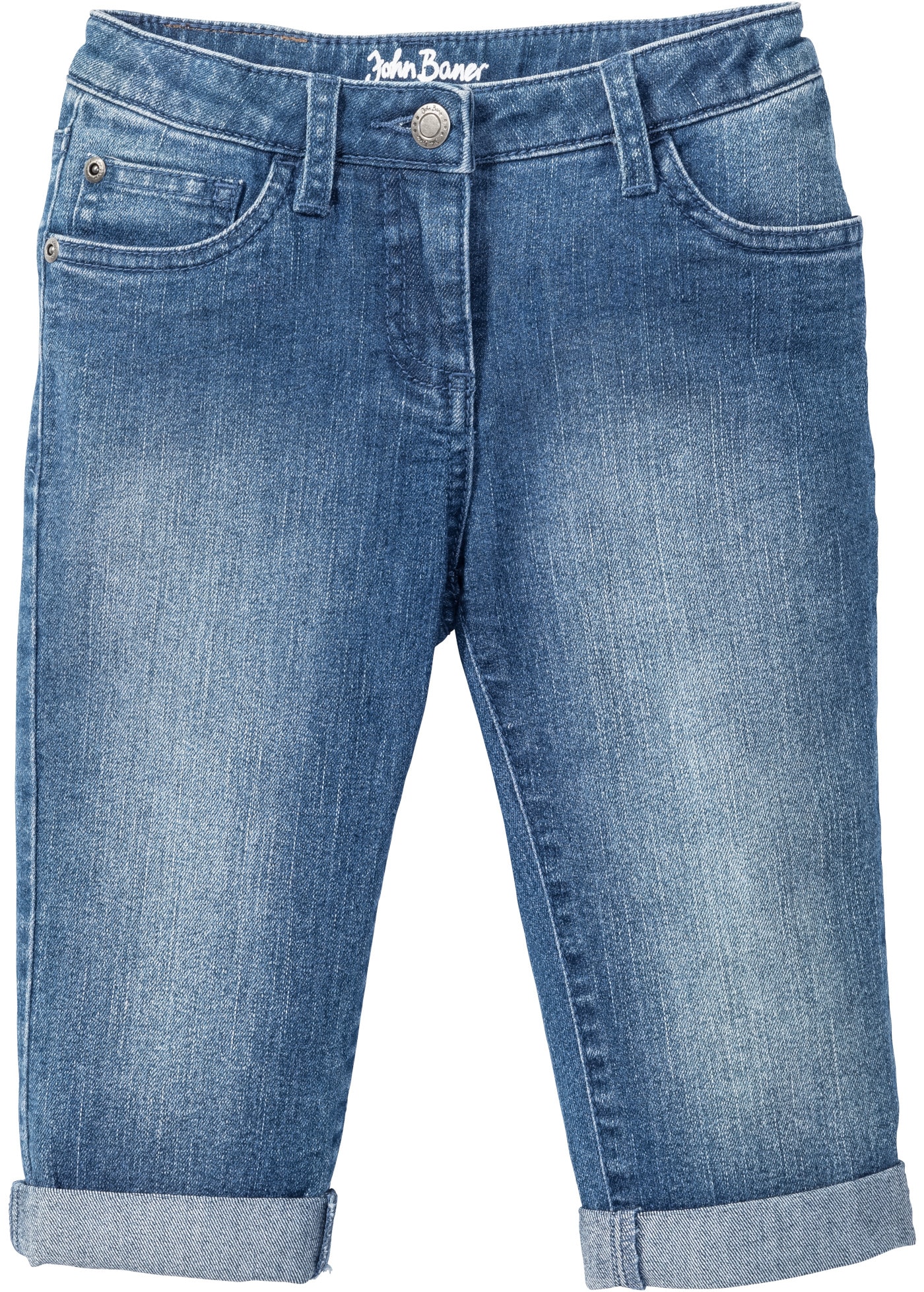 bonprix Jeans capri coupe étroite Slim Fit, avec ourlet retroussé aux jambes