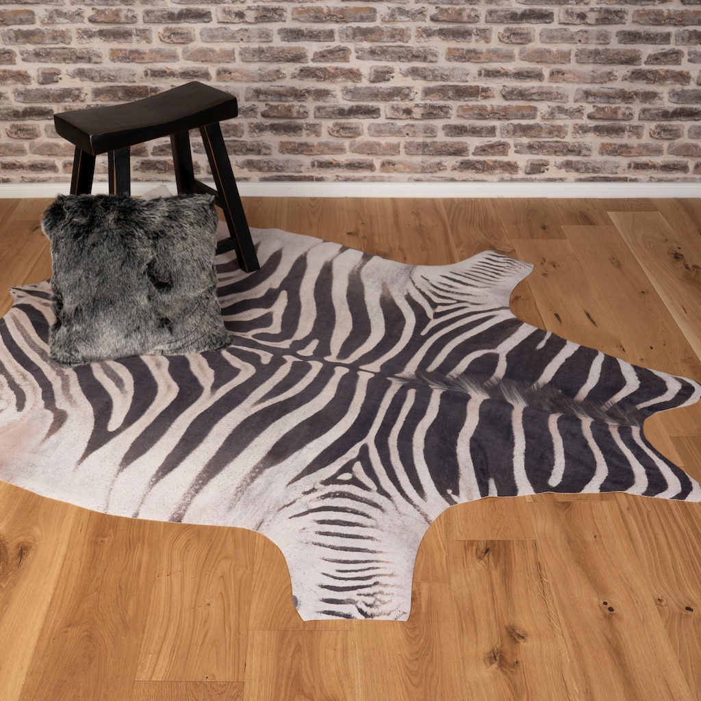 Obsession Fellteppich »my Toledo 192«, fellförmig, Kunstfell, gedruckte Zebra-Optik, ideal im Wohnzimmer & Schlafzimmer