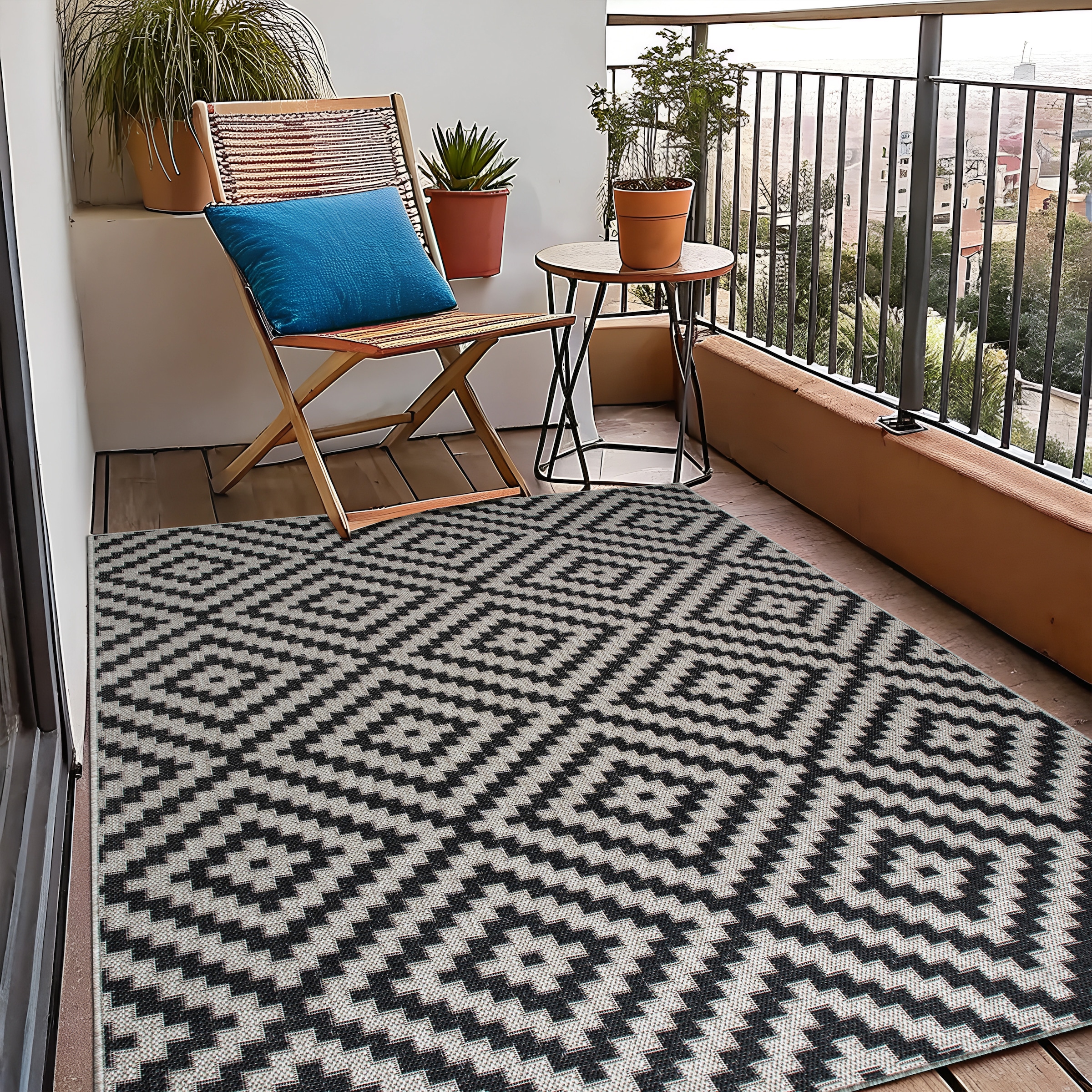 my home Teppich »Cordoba auch als Läufer erhältlich« rechteckig 3 mm Höhe In- und Outdoor geeignet, Sisal-Optik, Wetterfest & UV-beständig, Boho