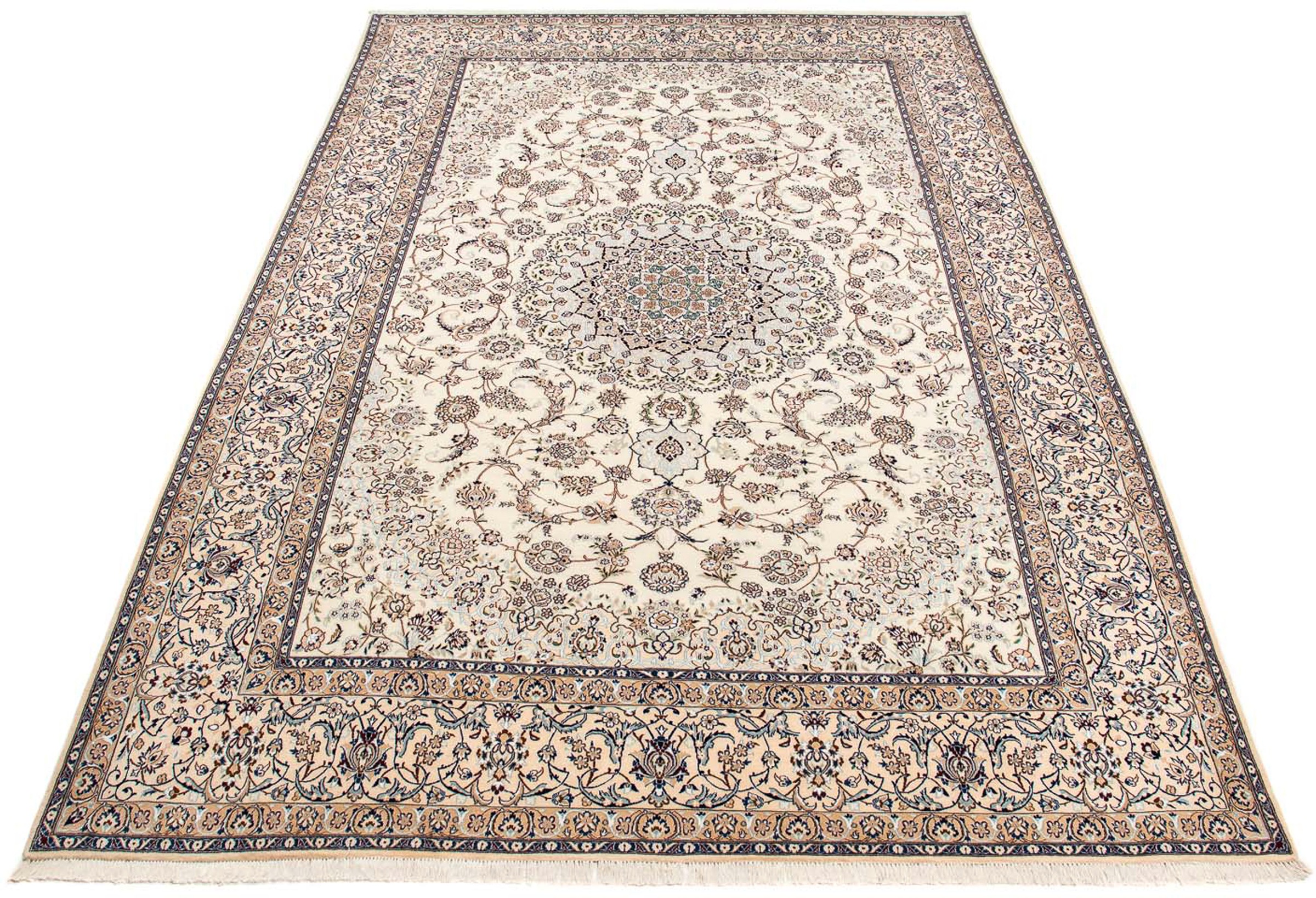 Image of morgenland Orientteppich »Perser - Nain - Premium - 410 x 290 cm - beige«, rechteckig, 6 mm Höhe, Wohnzimmer, Handgeknüpft, Einzelstück mit Zertifikat bei Ackermann Versand Schweiz
