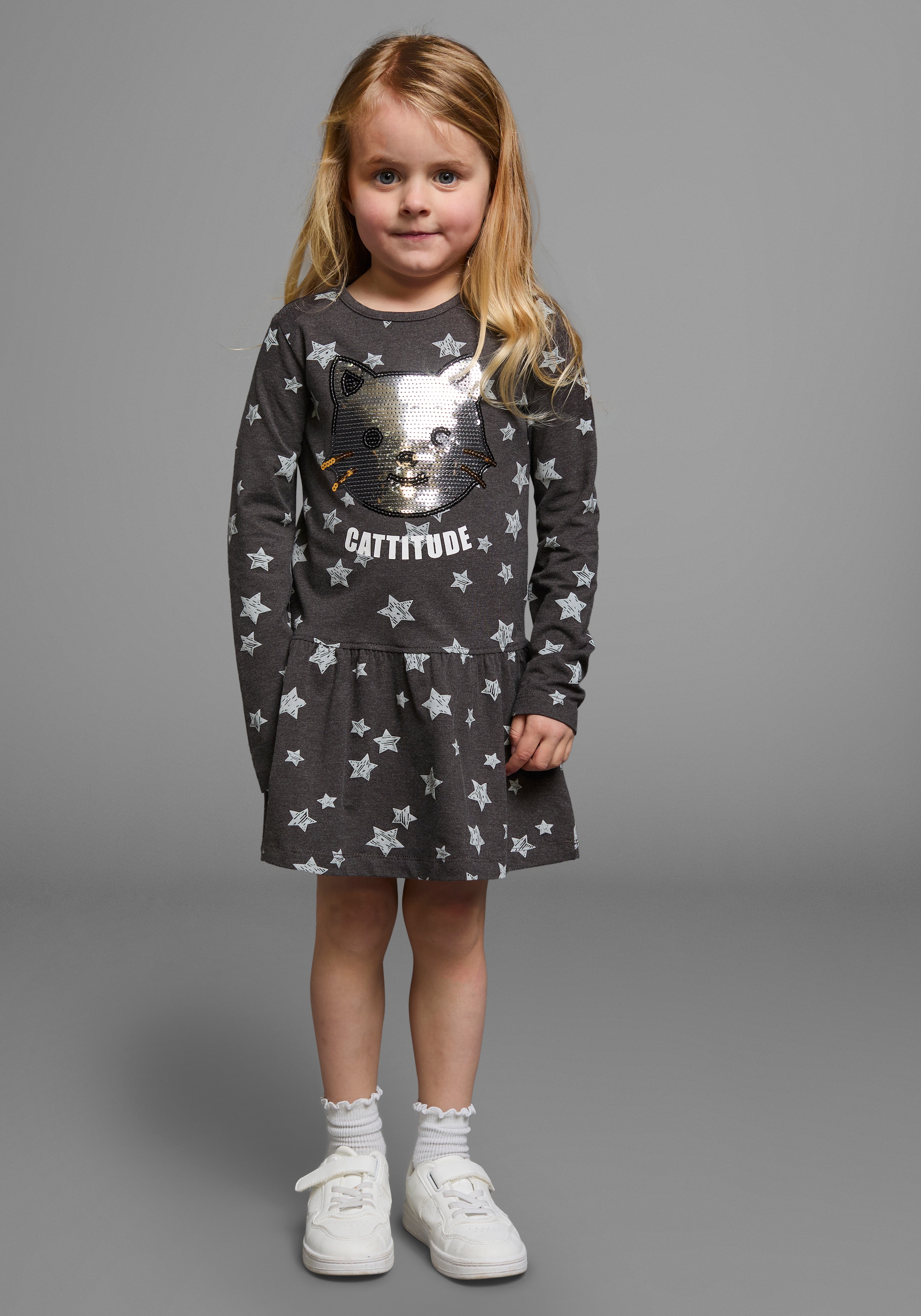 KIDSWORLD Jerseykleid »Kleid mit Pailletten«, Shirtkleid mit süsser Paillettenapplikation