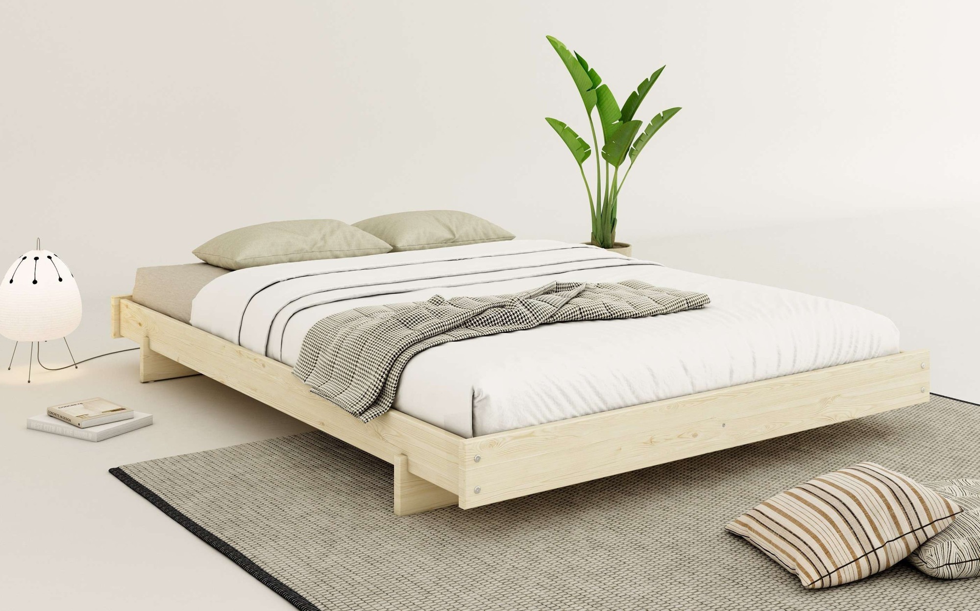 Image of GOODproduct Futonbett "Senja, Bett, Massivholzbett, minimalistisches Design" B/T/H: 148/205,1/22,6 cm, inklusive Lattenrost, Liegefläche 140x200 cm, aus massiver Kiefer