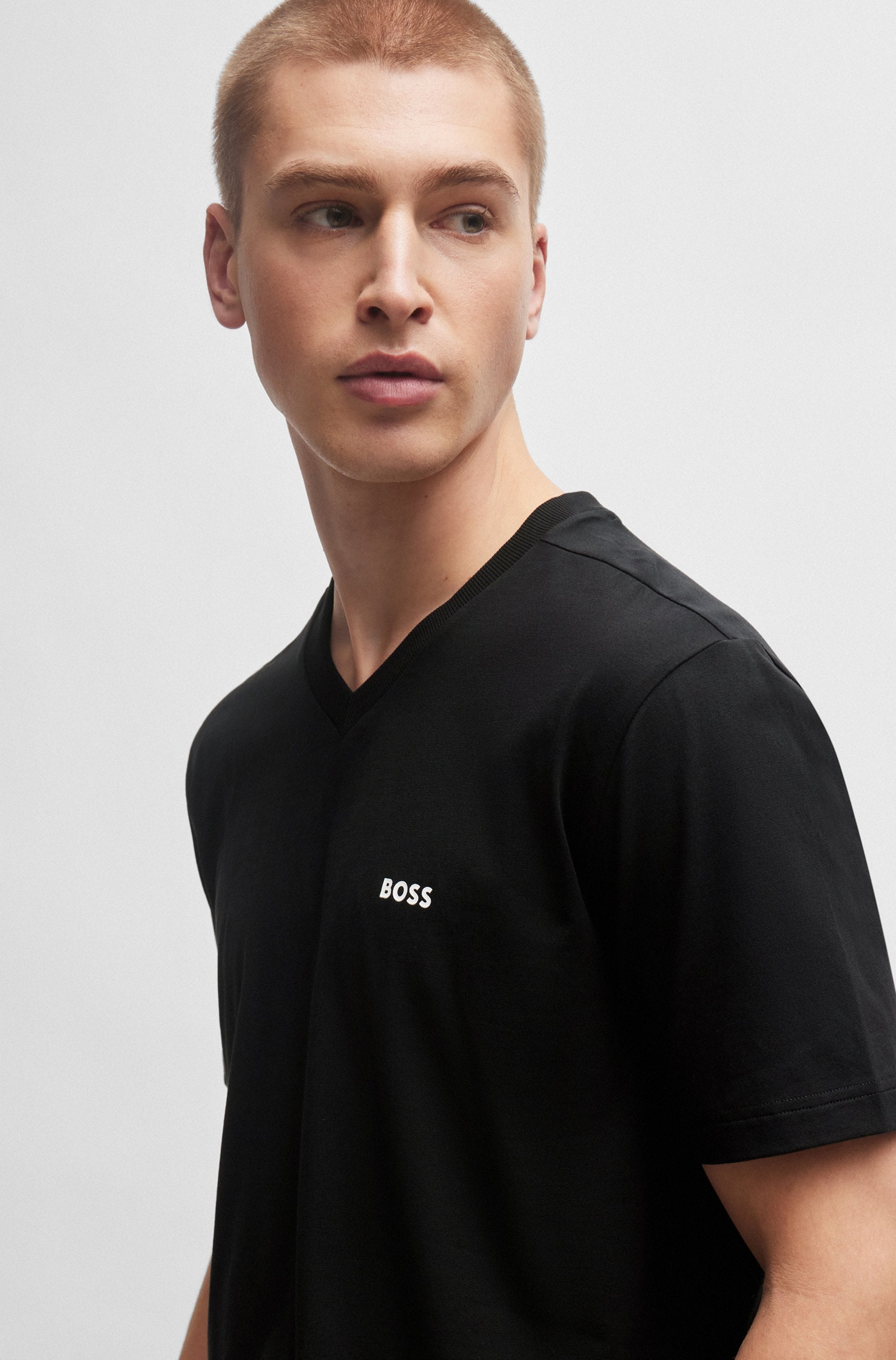 BOSS GREEN T-Shirt »Tee V Regular Fit« Stretch Jersey Cotton, Logo on Chest, V Ausschnitt