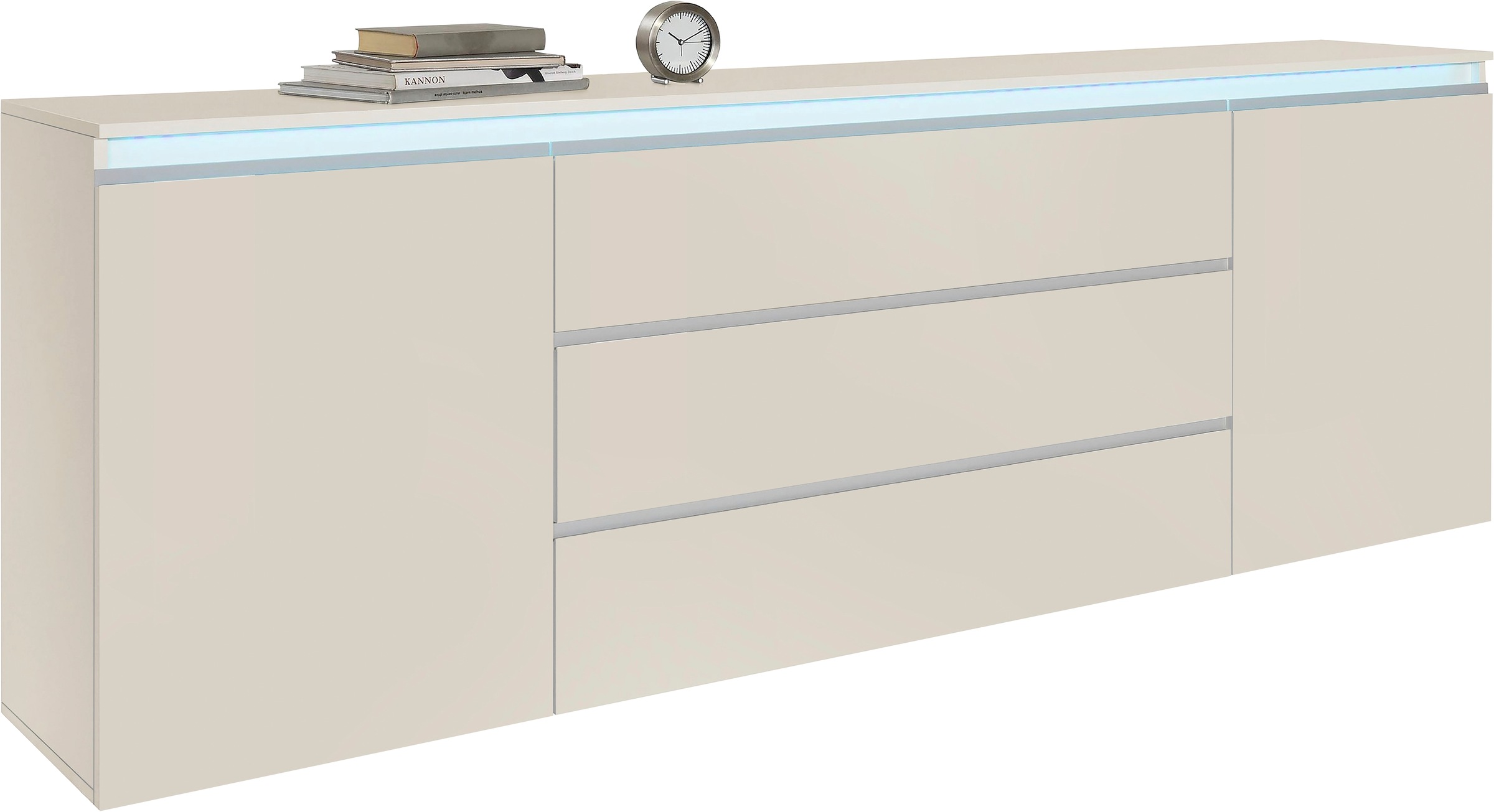 Image of Home affaire Sideboard "Magic, Kommode, Schrank, Stauraumschrank" Hochwertiger Aluminiumgriff, 2 Türen, 3 Schubkästen,B/T/H 240×40×81 cm