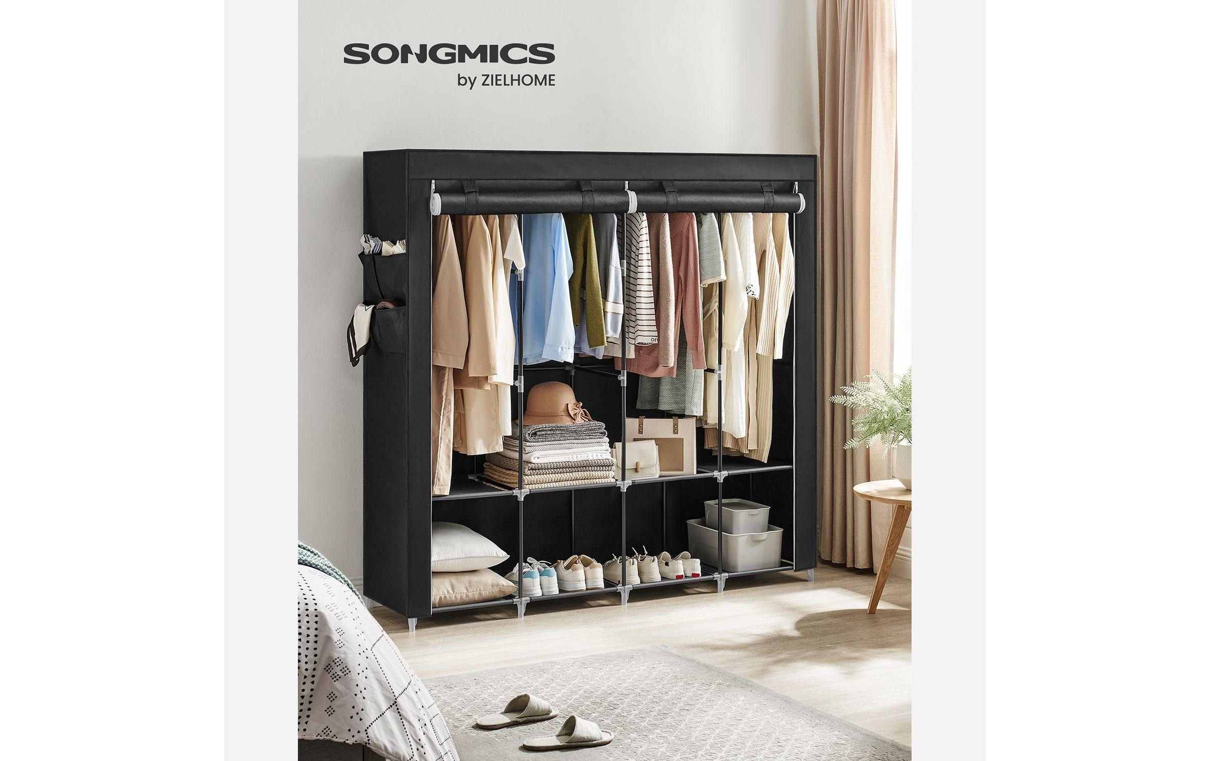 SONGMICS Armoire en tissu Armoire en tissu spacieuse avec 4 tringles à vêtements et poches latérales