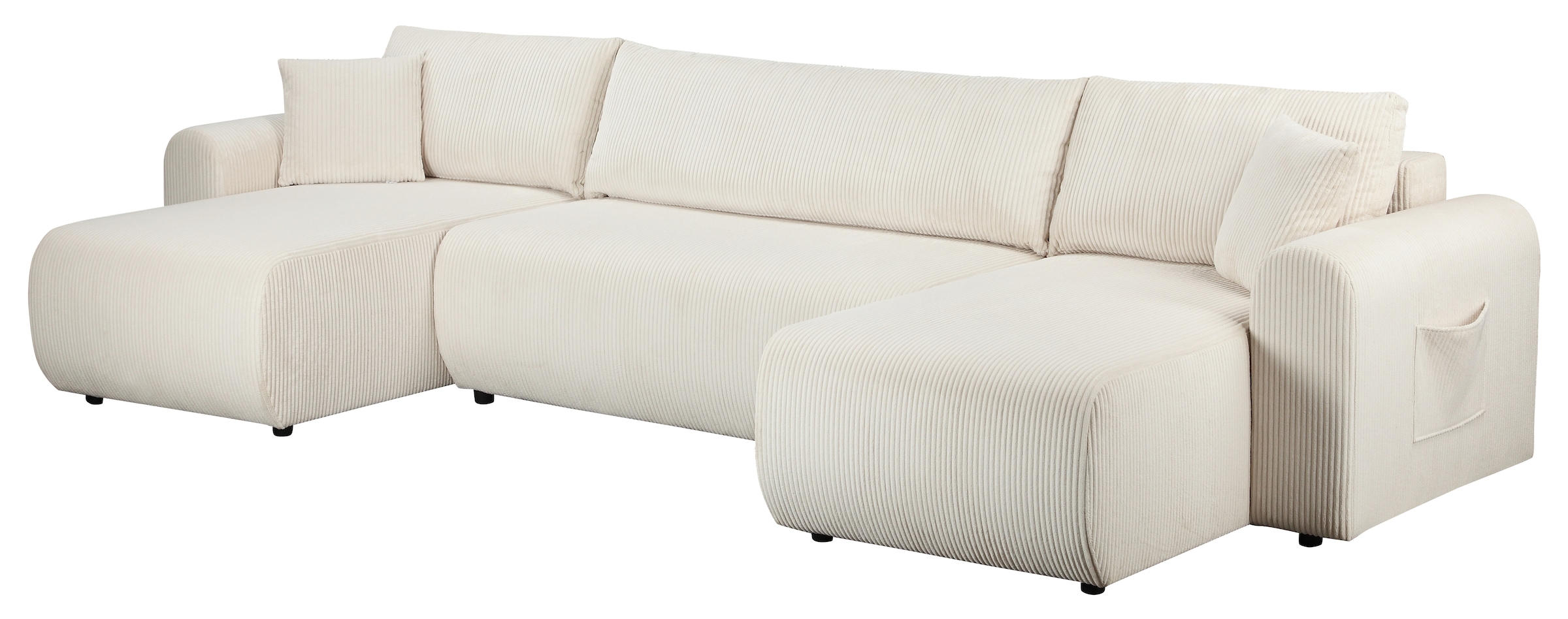 GOODproduct Paysage de salon »JONAA, 311 cm, U-Form, Schlafsofa, Boxspringfederung, Cord u. Struktur« 133/270cm, Bettkasten, Seitentaschen, Cord und Struktur