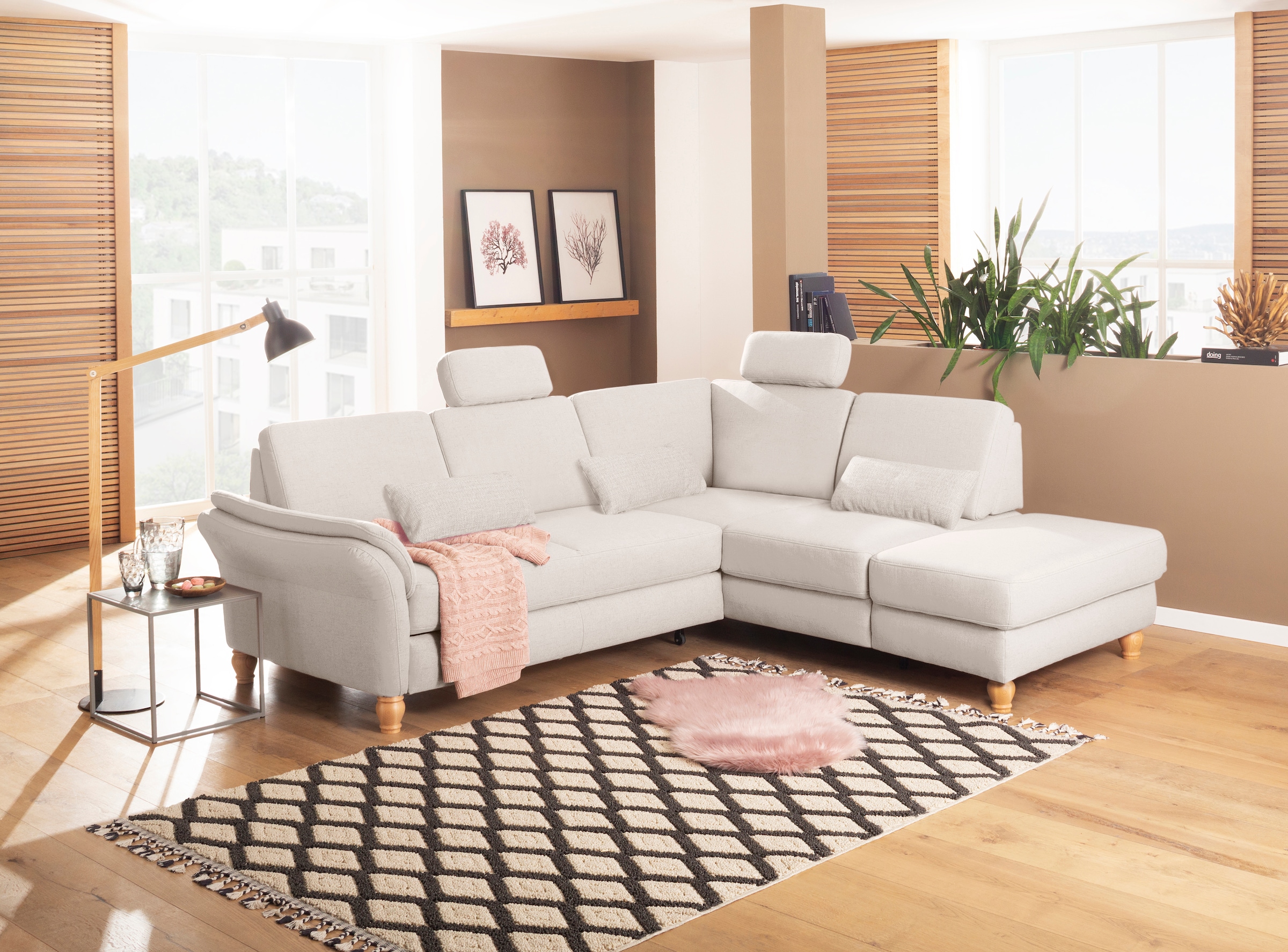 Home affaire Ecksofa »Palace L-Form« incl. Sitztiefenverstellung, wahlweise mit Schlaffunktion und Stauraum