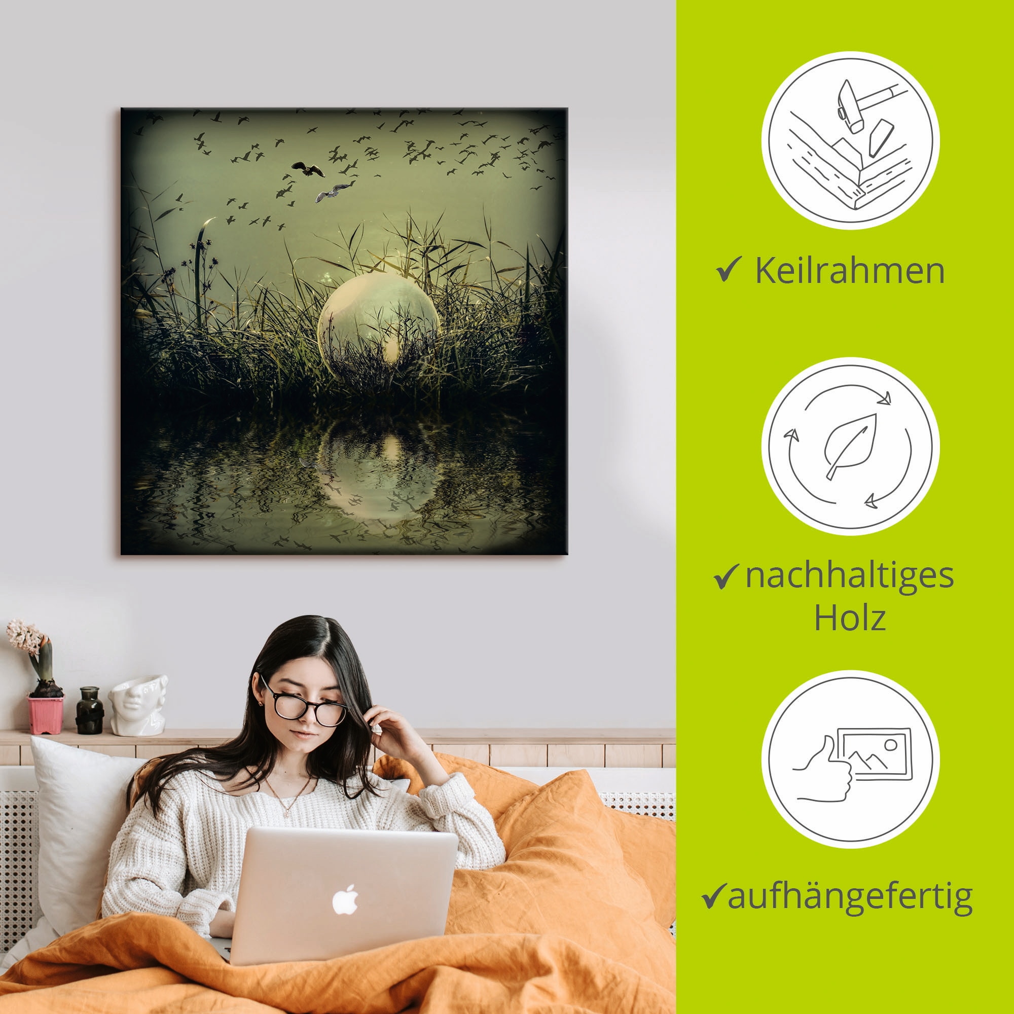 Artland Wandbild »In der Glaskugel - Mystische Au«, Landschaften, (1 St.), als Alubild, Outdoorbild, Leinwandbild, Poster in verschied. Grössen