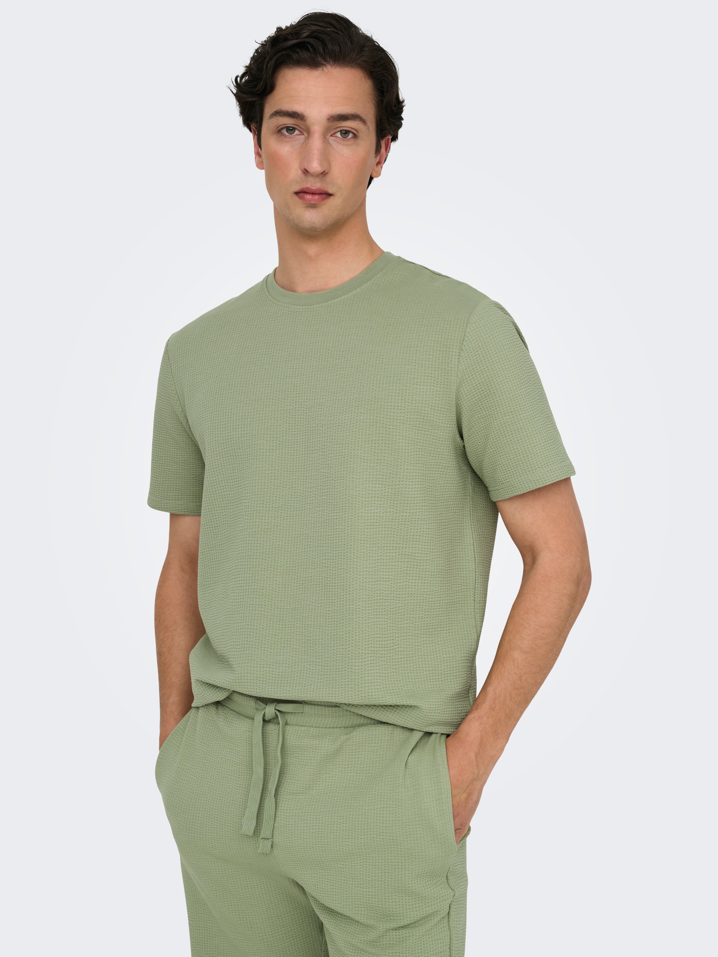 Image of ONLY & SONS Rundhalsshirt "ONSKIAN LIFE REG SEERSUCKER SS TEE NOOS"