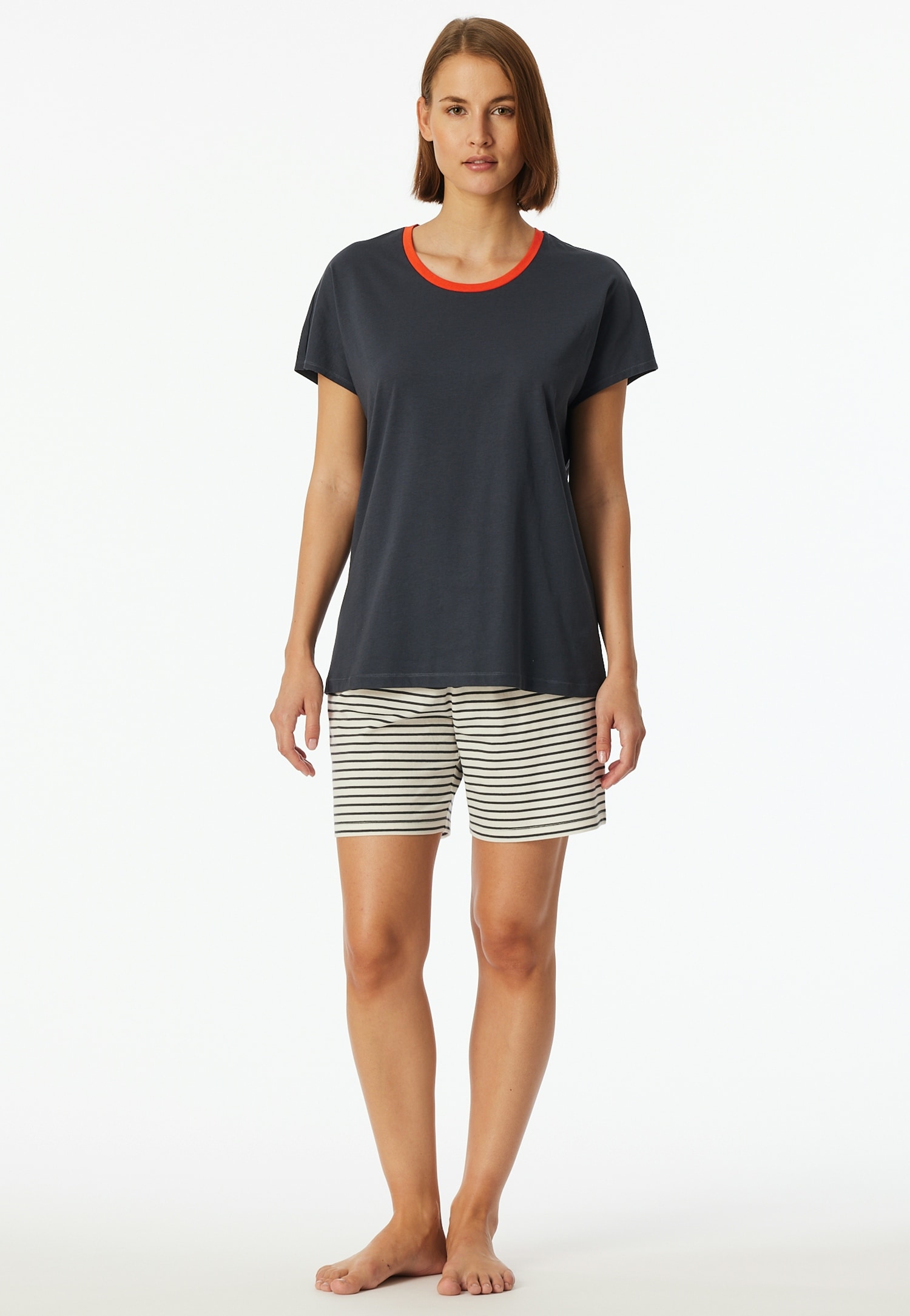 Schiesser Shorty »"Casual Essentials"«, (2 tlg.), mit unifarbenem Shirt und gestreifter Hose