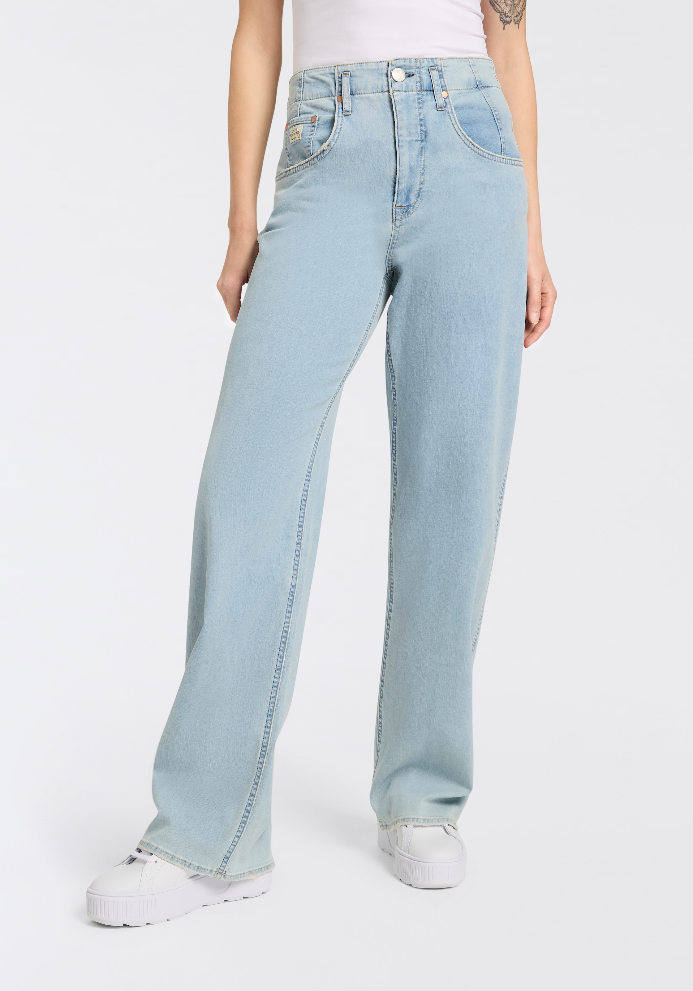 Image of Herrlicher High-waist-Jeans "Baggy Straight Denim Light"