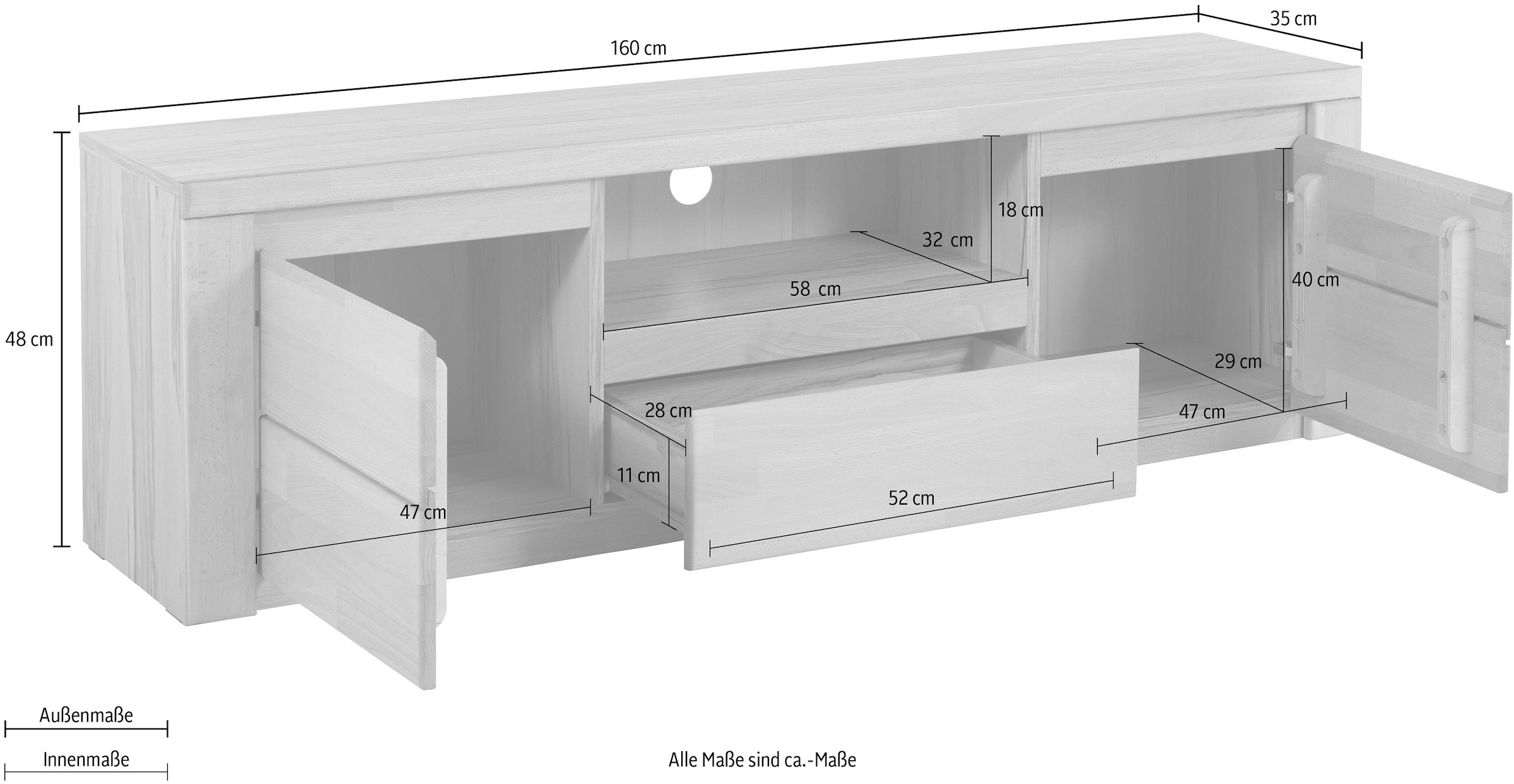 GOODproduct Lowboard »Burani« grifflose Optik, Fernsehtisch