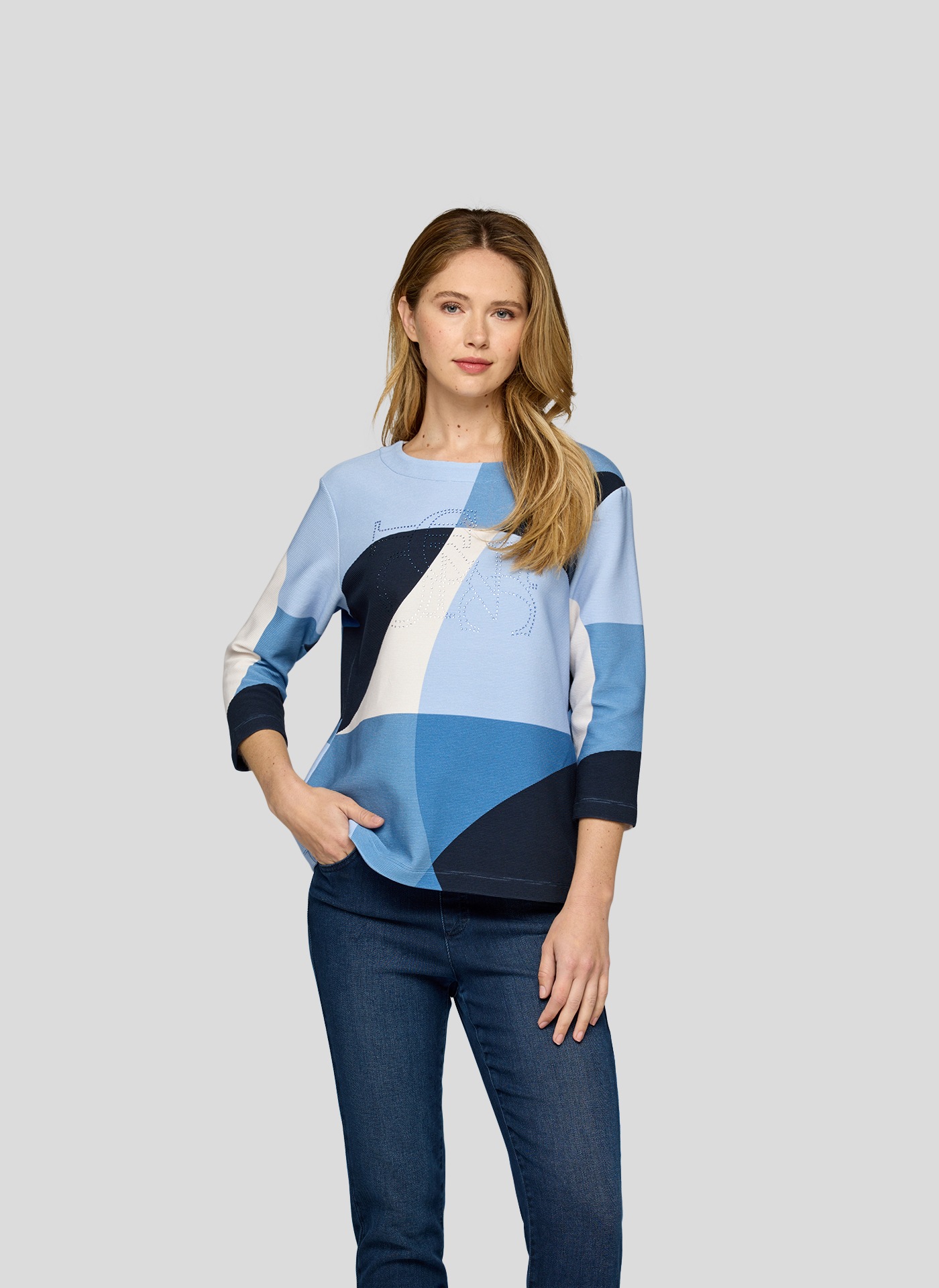 Image of Rabe 3/4-Arm-Shirt Sommershirt mit All-Over Print und Gflitzersteinen