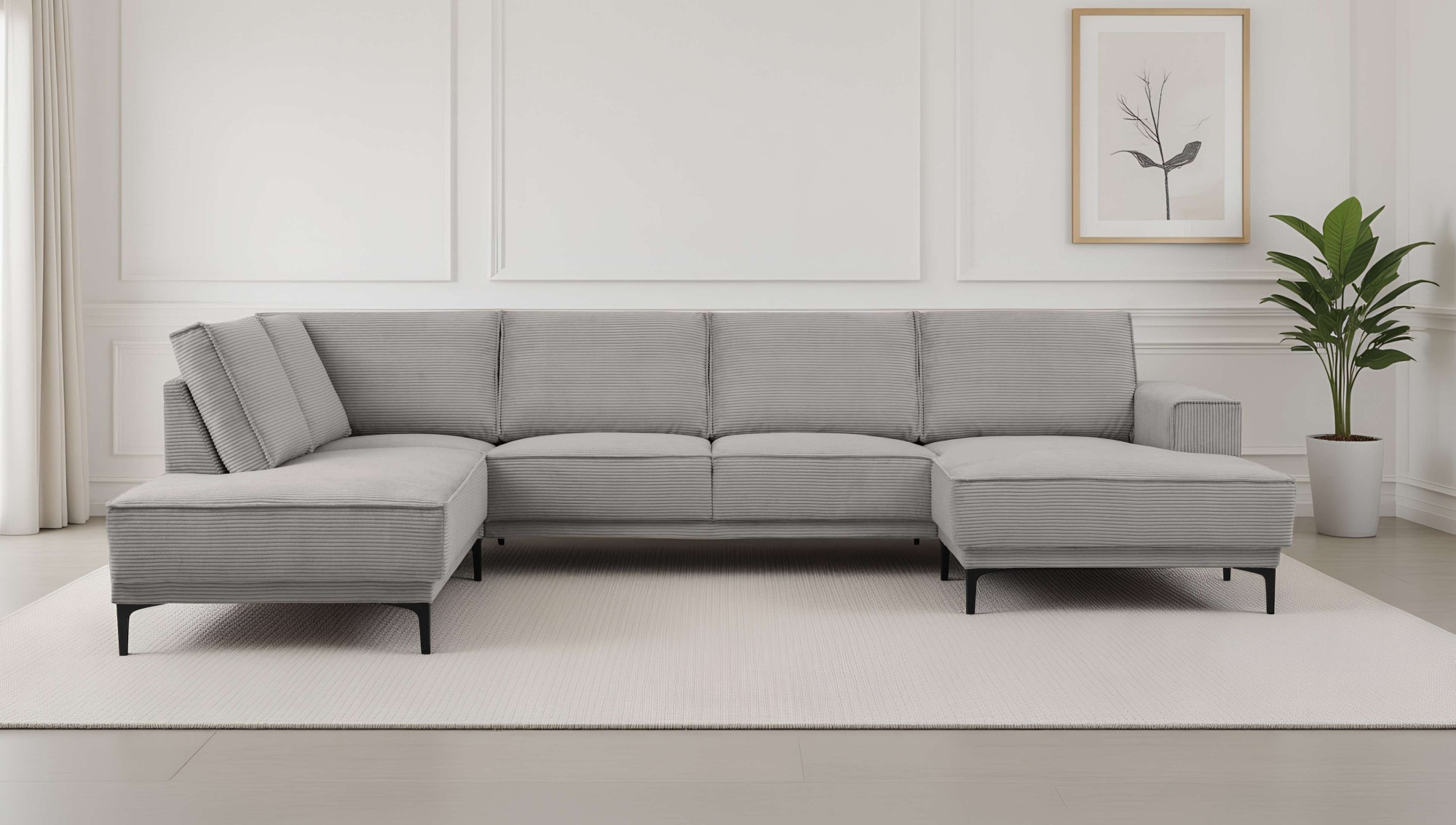 Image of GOODproduct Wohnlandschaft "OLAND Cord U-Form, XXL, B: 345 cm, Skandi-Design" U-Form, 345 cm, Wellenunterfederung, Skandi-Design, Metallfüsse