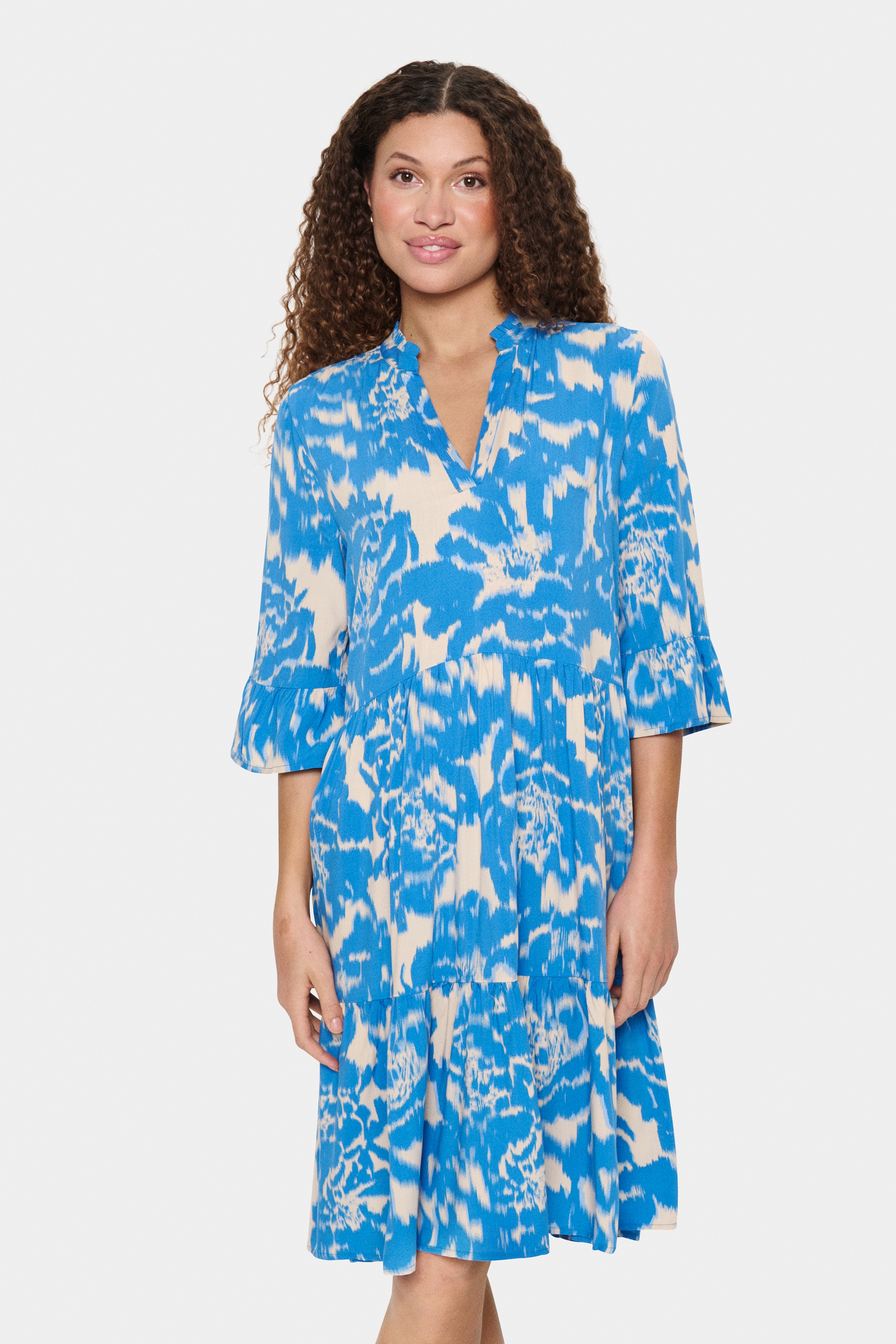 Image of Saint Tropez Blusenkleid "EdaSZ Dress" Sommerkleid, Tunikakleid mit Volant und 3/4 Ärmel