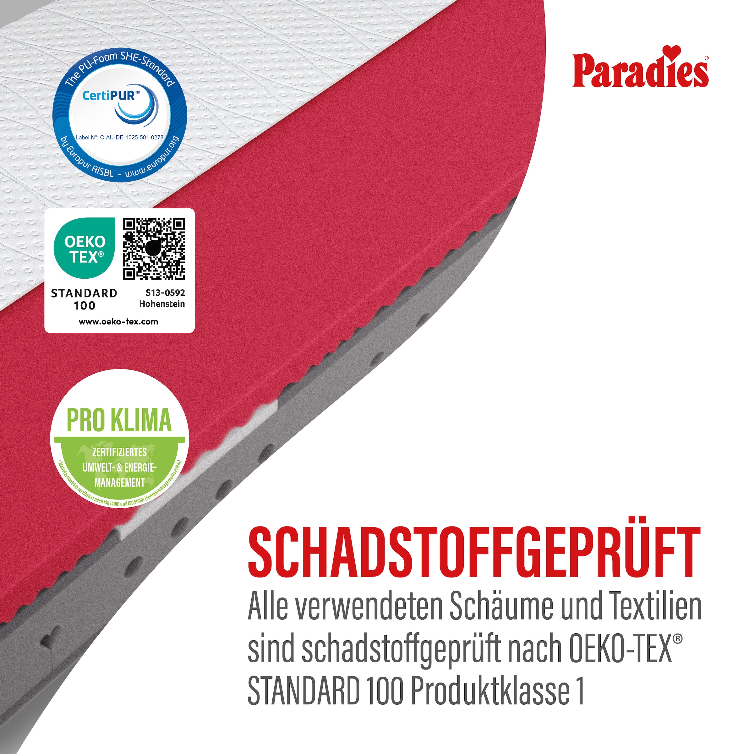 Paradies Federkernmatratze »Neuheit: Paradies Perfekta TFK, 90x200, 140x200 cm & weitere Grössen« 22 cm hoch Raumgewicht: 35 kg/m³ 1.000 Federn 1 Stk. tlg. Matratze mit 1.000 Federn für maximale Punktelastizität und Komfort