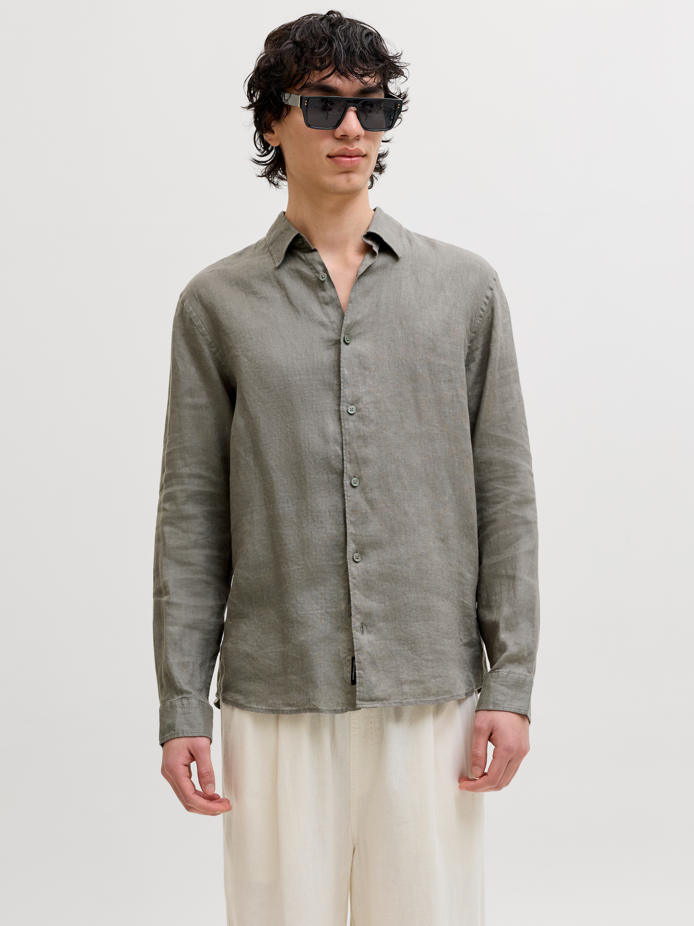 Image of Jack & Jones Langarmhemd "JPRBLALAWRENCE LINEN LS SHIRT SN" Leinen, relaxed fit
