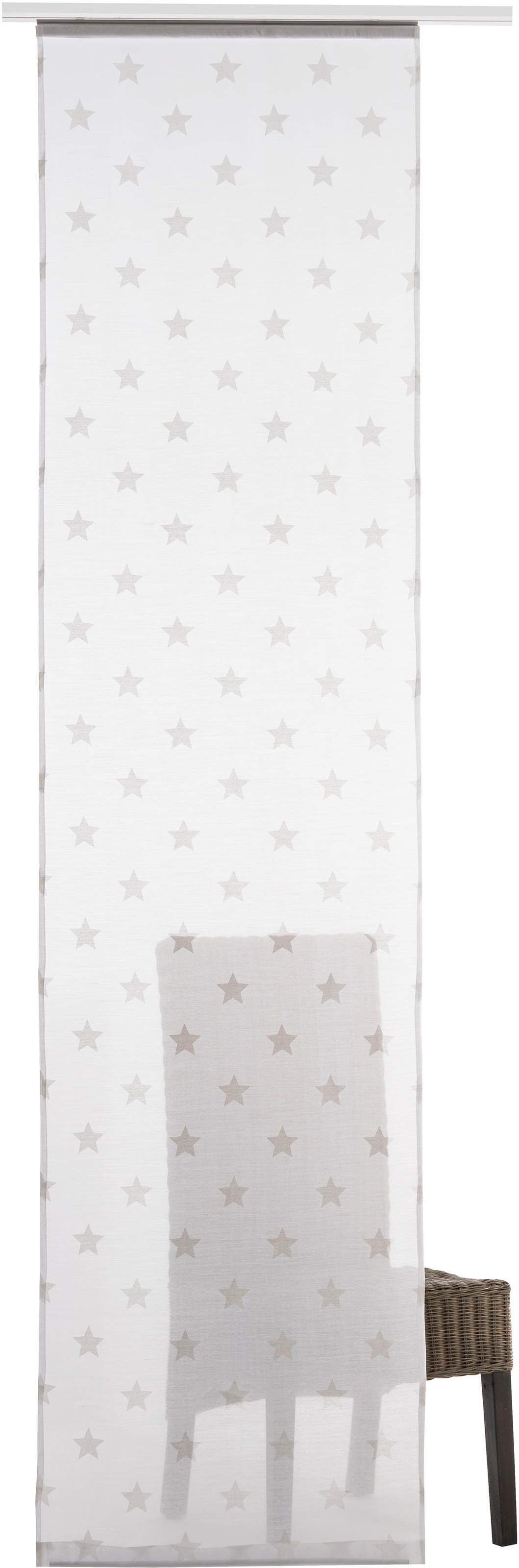Image of ELBERSDRUCKE Schiebegardine »Stars Allover«, (1 St.), Schiebevorhang mit Klettband Stars Allover 00 weiss 245x60 cm transparent bei Ackermann Versand Schweiz