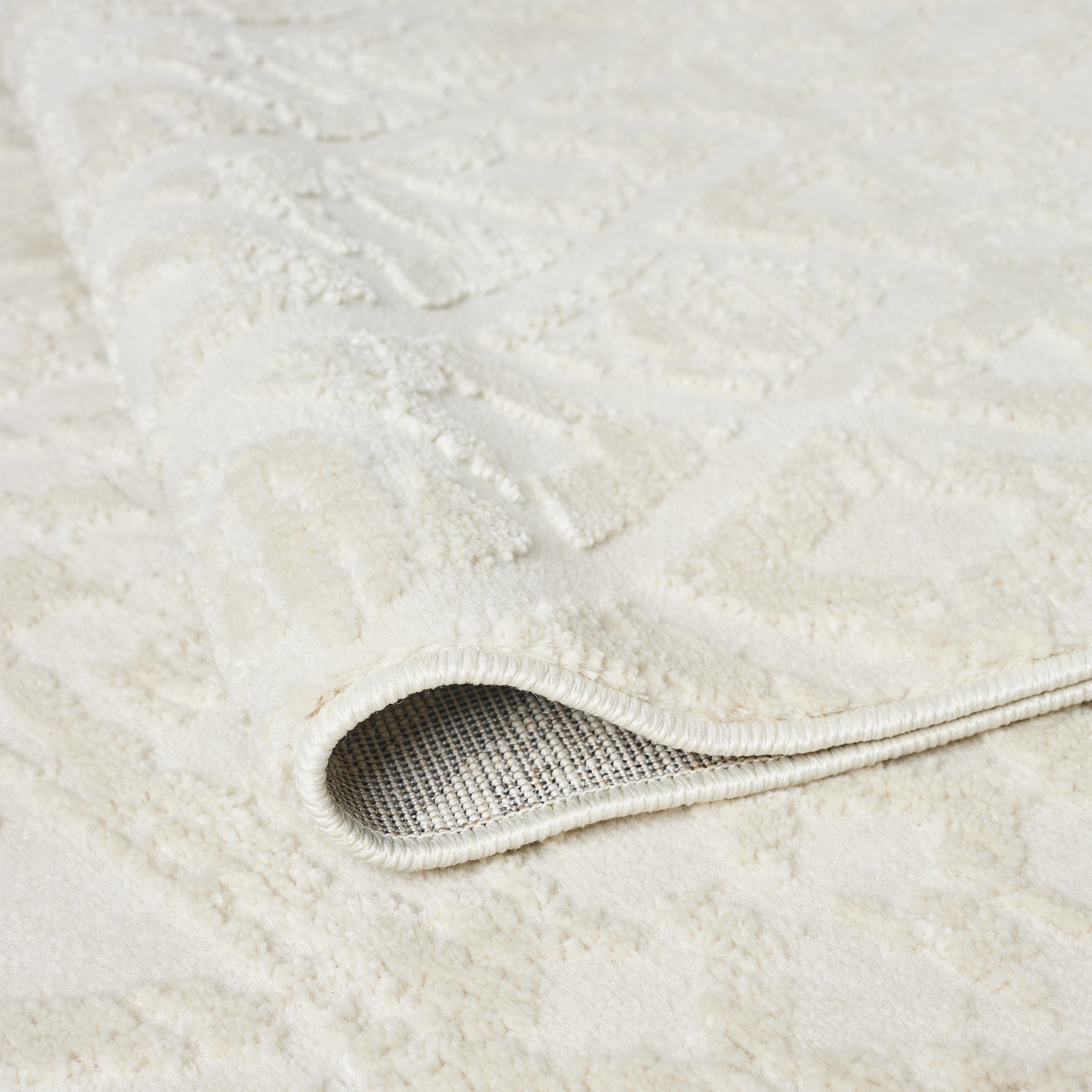 my home Tapis »Ribeyret« Rectangulaire 11 mm Höhe mit Fransen, Hoch-Tief-Struktur, Woll-Look, Boho-Style, Wohnzimmer