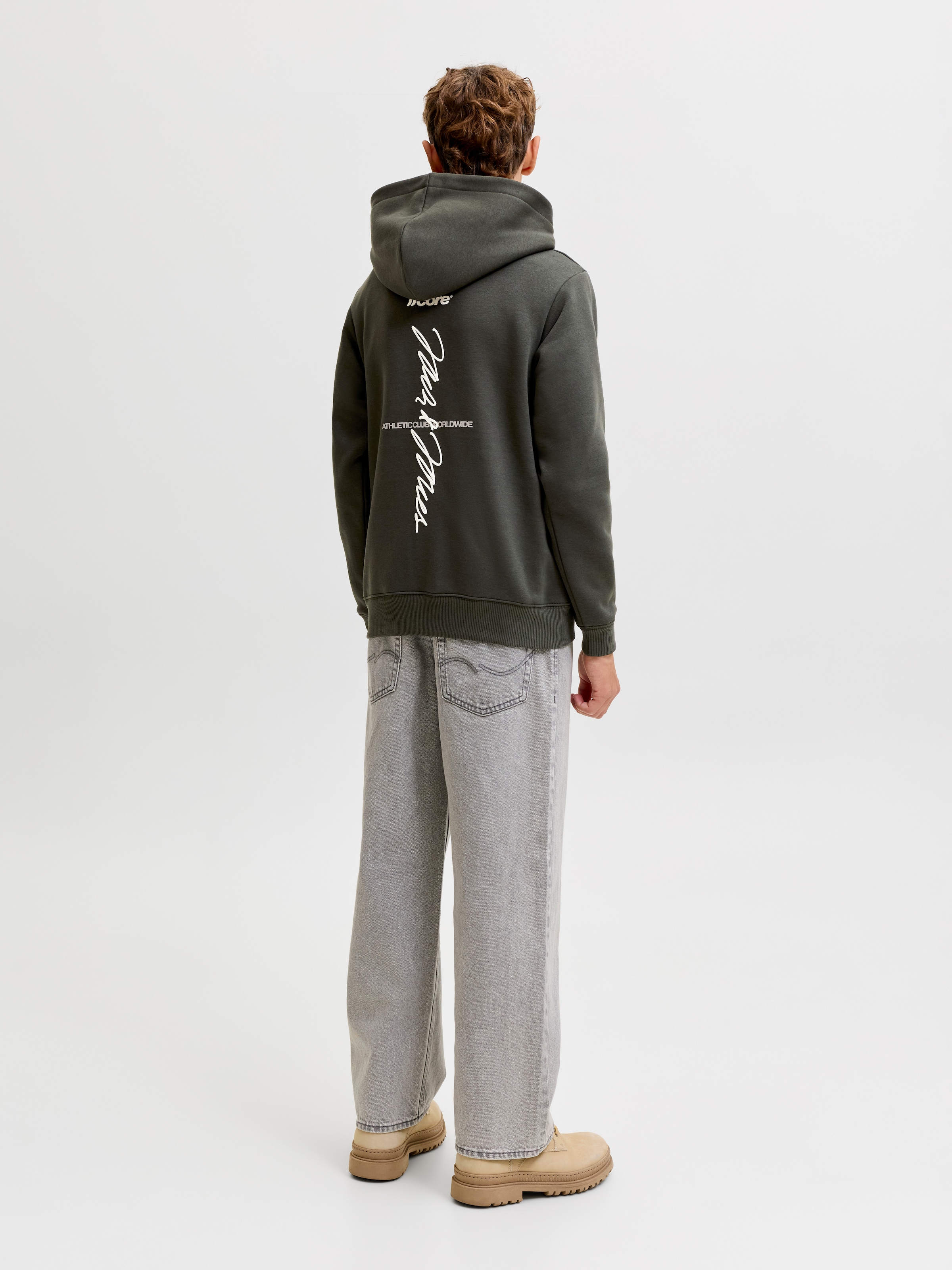 Jack & Jones Junior Kapuzensweatshirt »JCOCLUB BACK SCRIPT SWEAT HOOD SN JNR«, Baumwollmischung, locker geschnitten
