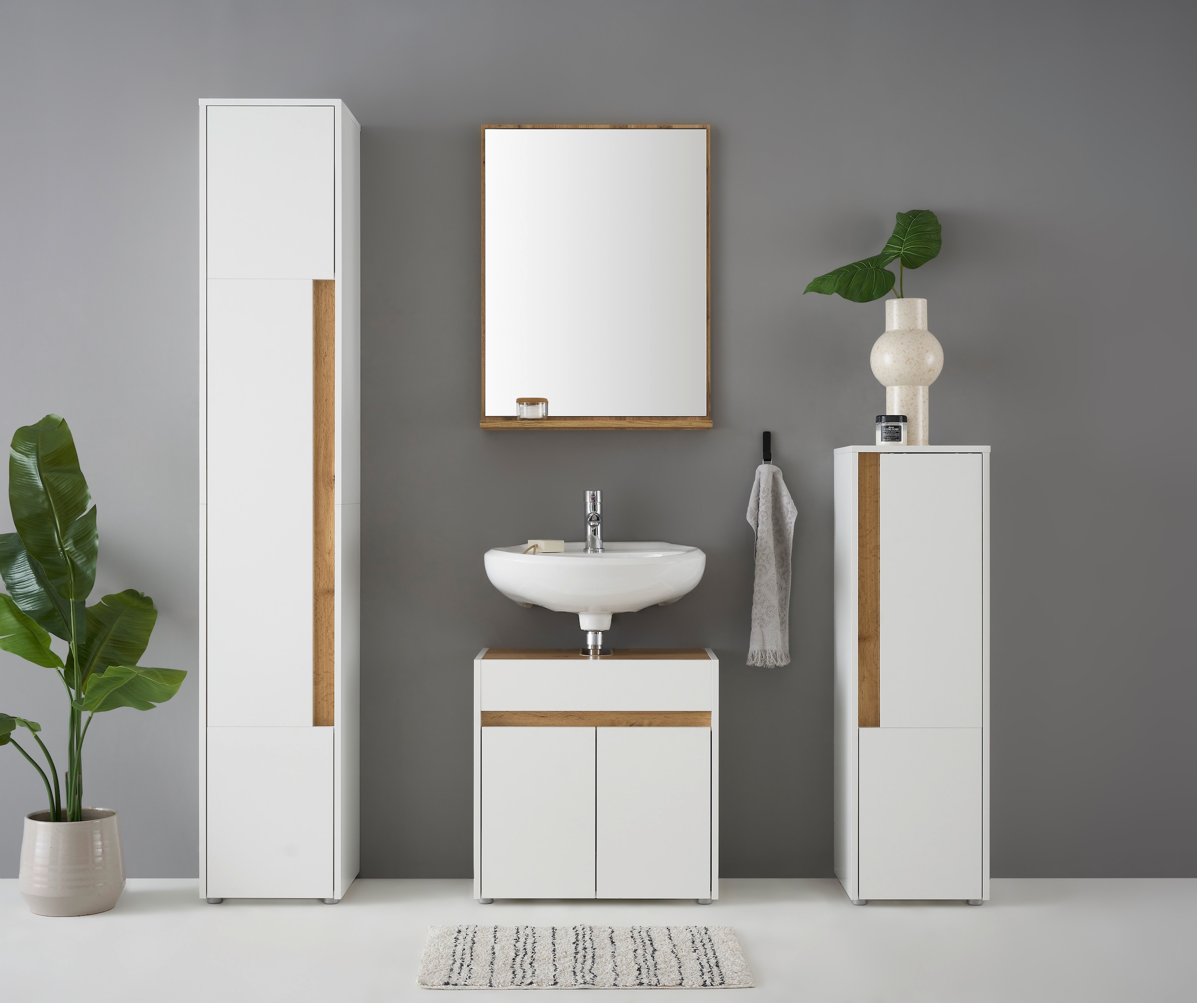 Home affaire Badmöbel-Set »CITY/ GIRON, Bad im zeitlosen Design, 4-teiliges Badezimmer« Set, 4 Stk. tlg.