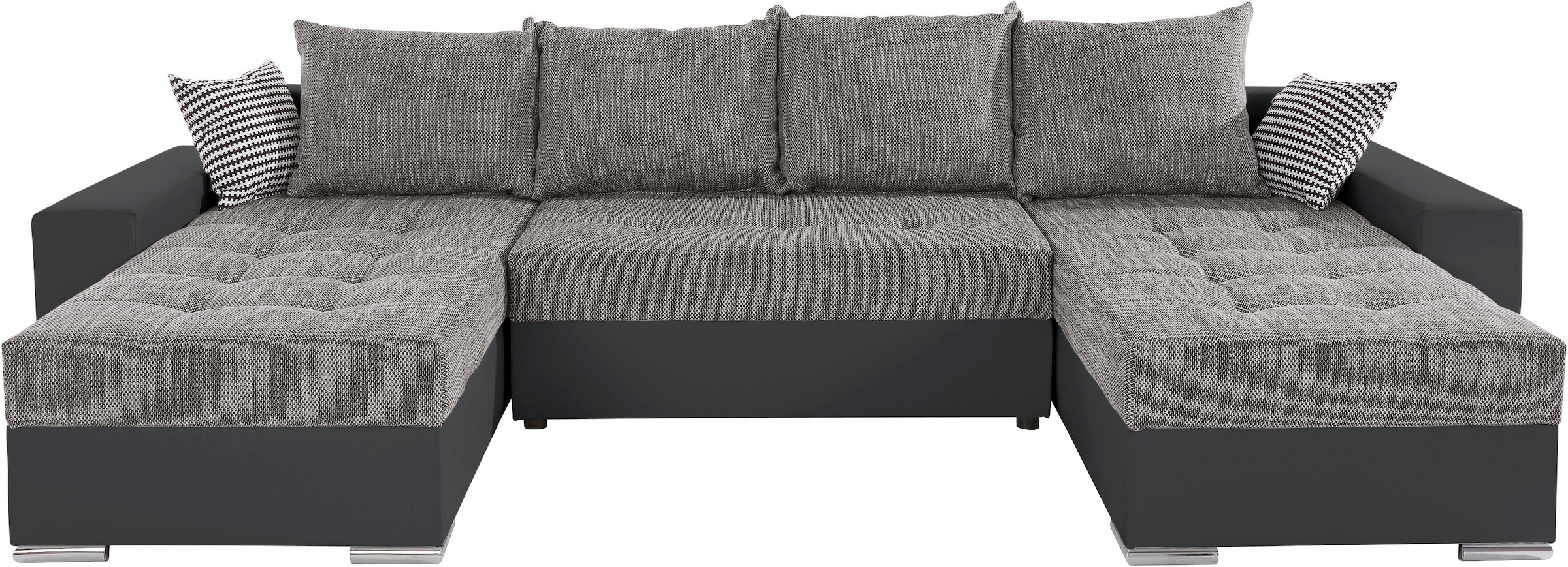 COLLECTION AB Wohnlandschaft »XL-Josy U-Form, Breite 313 cm, Kunstleder-Mix, Microfaser«, inkl. Bettfunktion, Bettkasten, mit 4 gleich grossen Rückenkissen