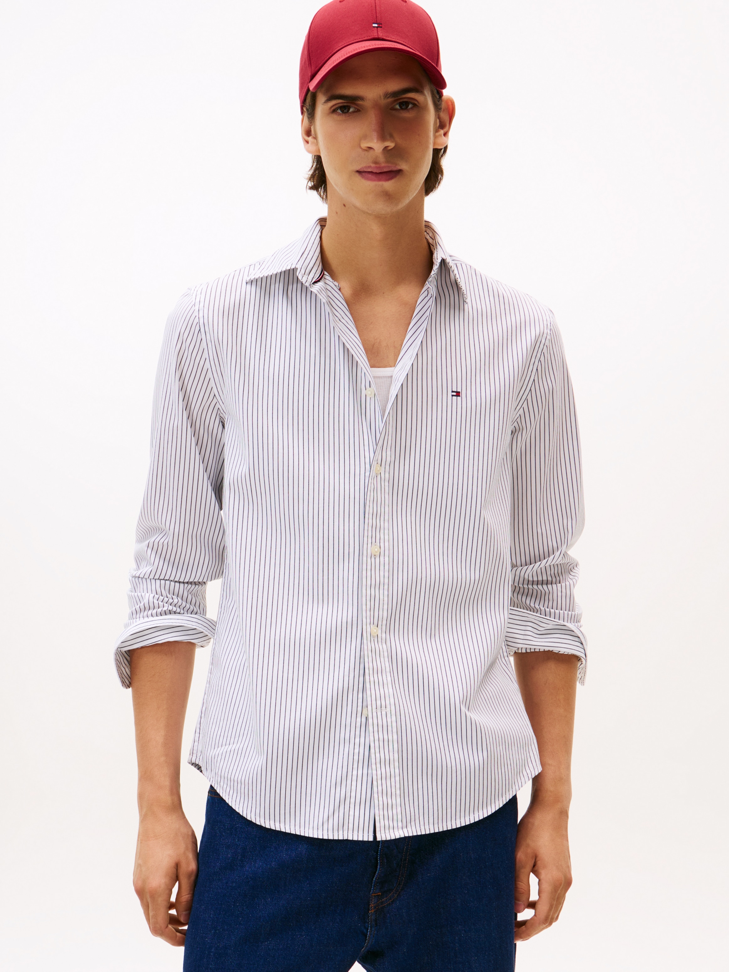 Tommy Hilfiger Chemise à manches longues »CORE HAIRLINE POPLIN« regular fit, Button-down-Kragen, fein gestreift
