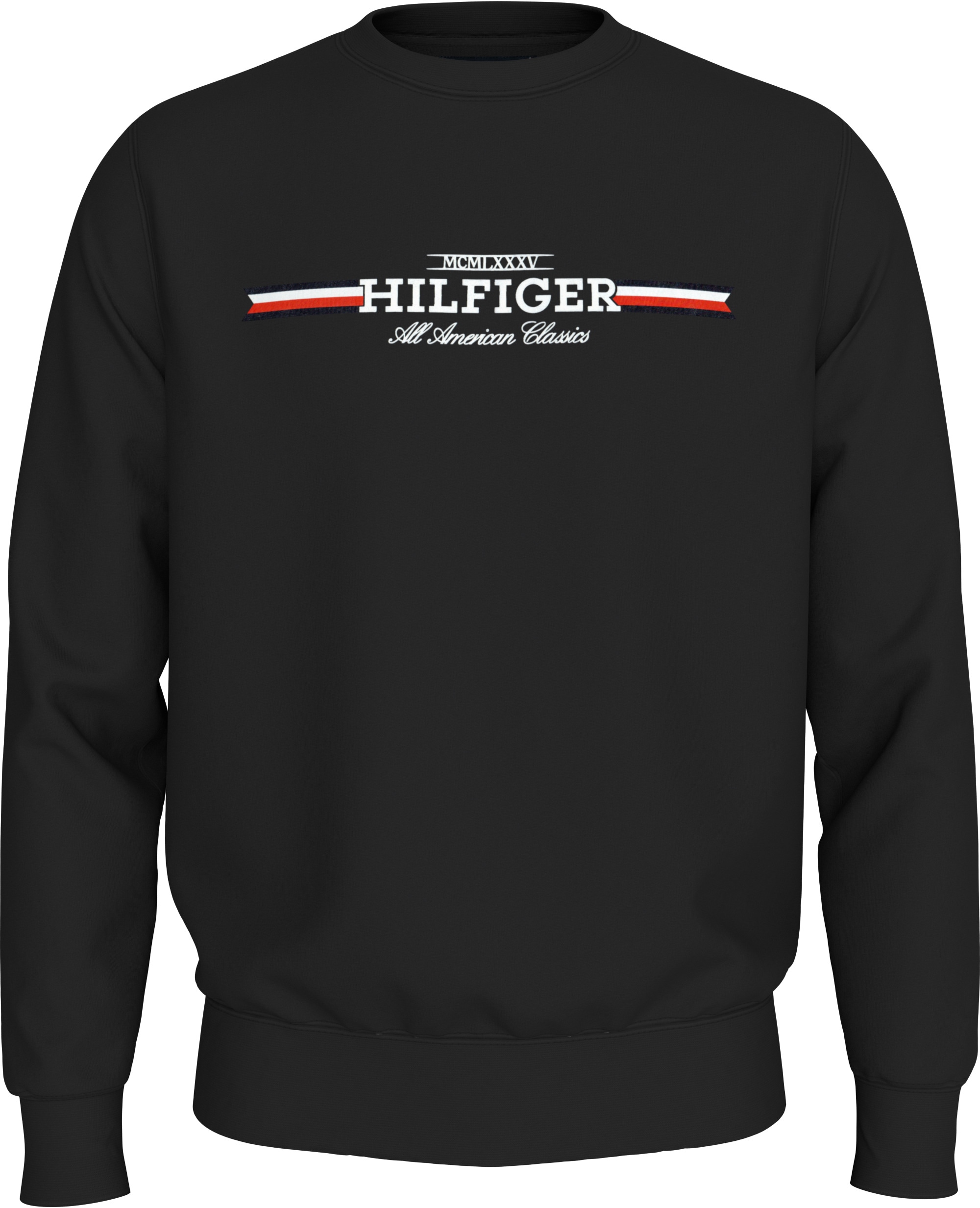 Tommy Hilfiger Big & Tall Sweatshirt »BT-HILFIGER STRIPE SWEATSHIRT-B«, in Grossen Grössen, Aufdruck in der Brustmitte