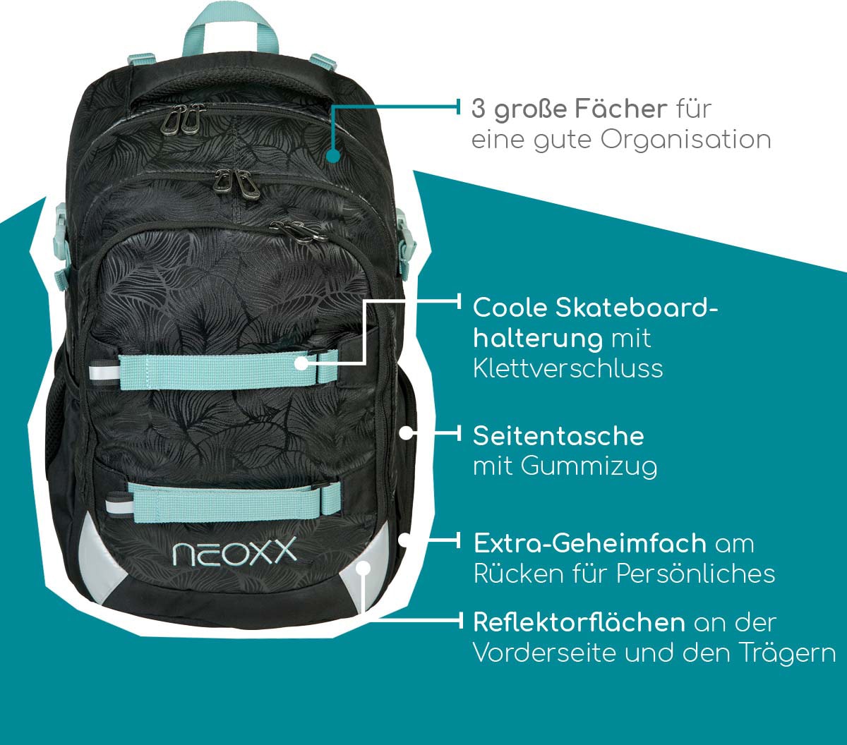 neoxx Schulrucksack »Active, Queen of the Nite«, reflektierende Details, aus  recycelten PET-Flaschen versandkostenfrei auf