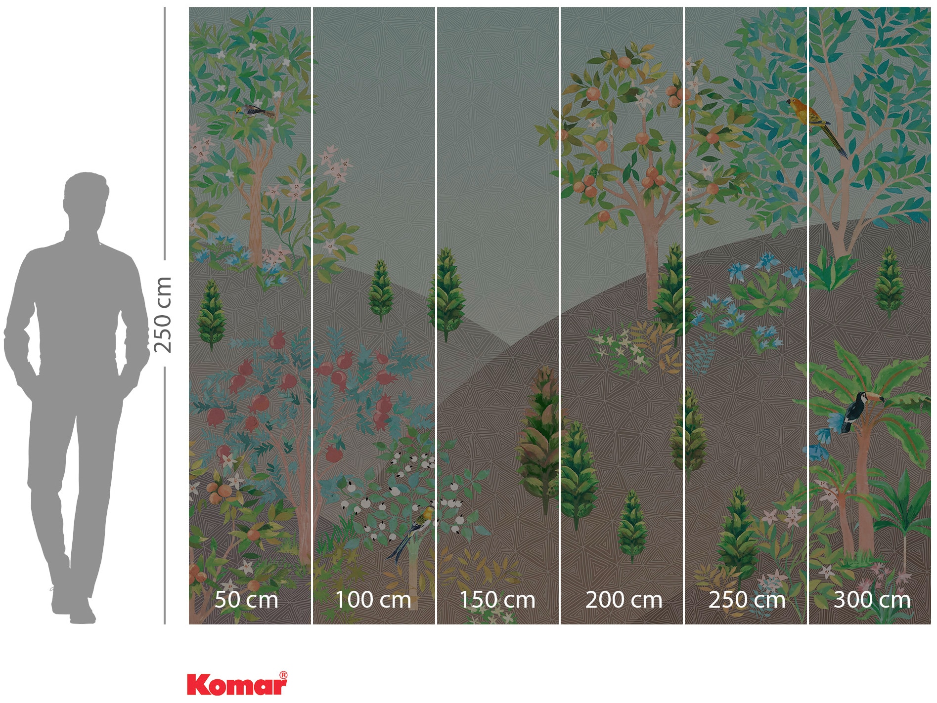 Komar Vliestapete »Digitaldruck Vlies - Persian Garden - Grösse 300 x 250 cm«, bedruckt, Wohnzimmer, Schlafzimmer