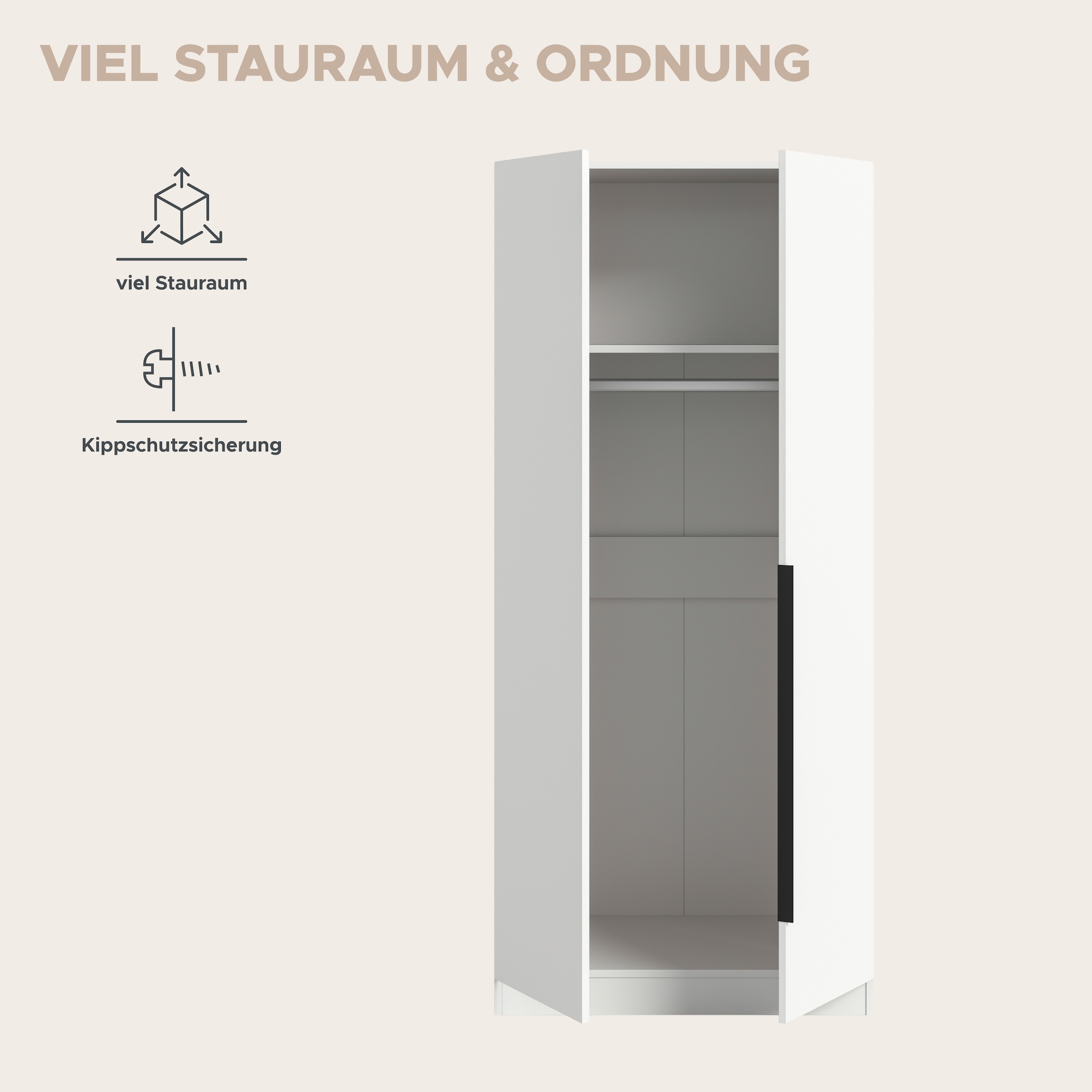 Home affaire Armoires à vêtements »Skarde Schlafzimmerschrank, Garderobe, Schrank, Bestseller« Otto Bestseller Garderobe Schlafzimmerschrank,  Breite: 80 cm, weiss, Kleiderstange, Einlegeboden