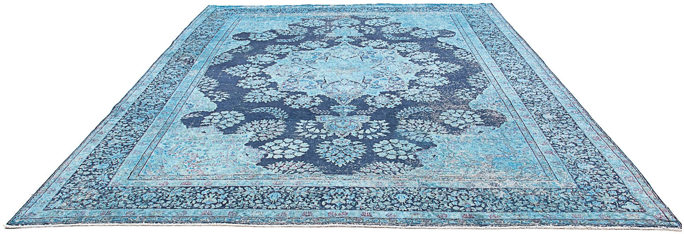 Teppich »Vintage - 333 x 258 cm - blau«, rechteckig, Wohnzimmer, Handgeknüpft,...
