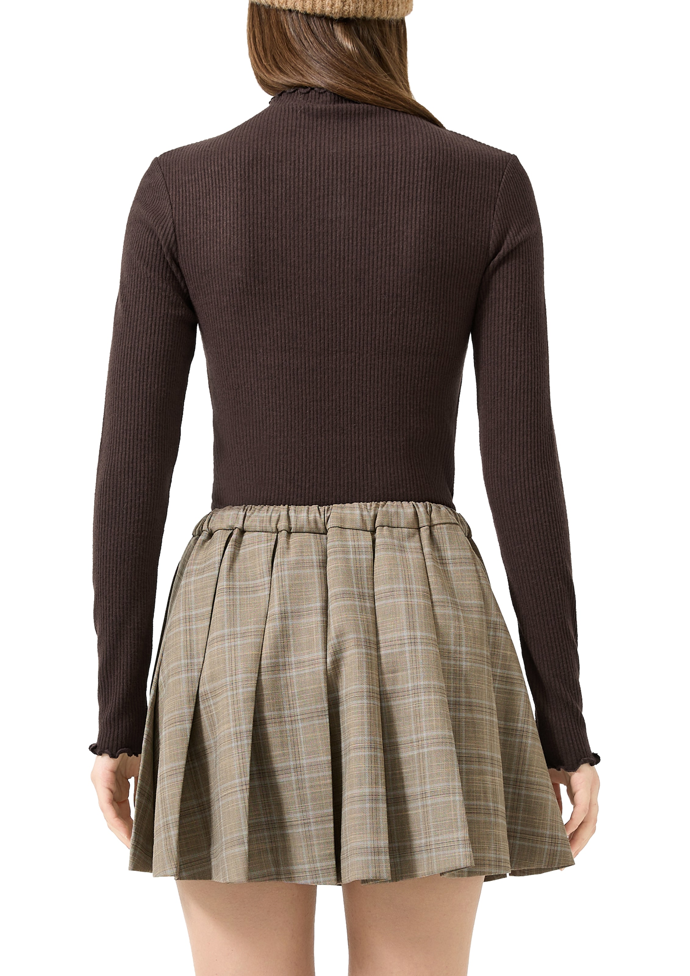 QS Langarmshirt Rippshirt mit Kräusel-Kanten / Viskosemix