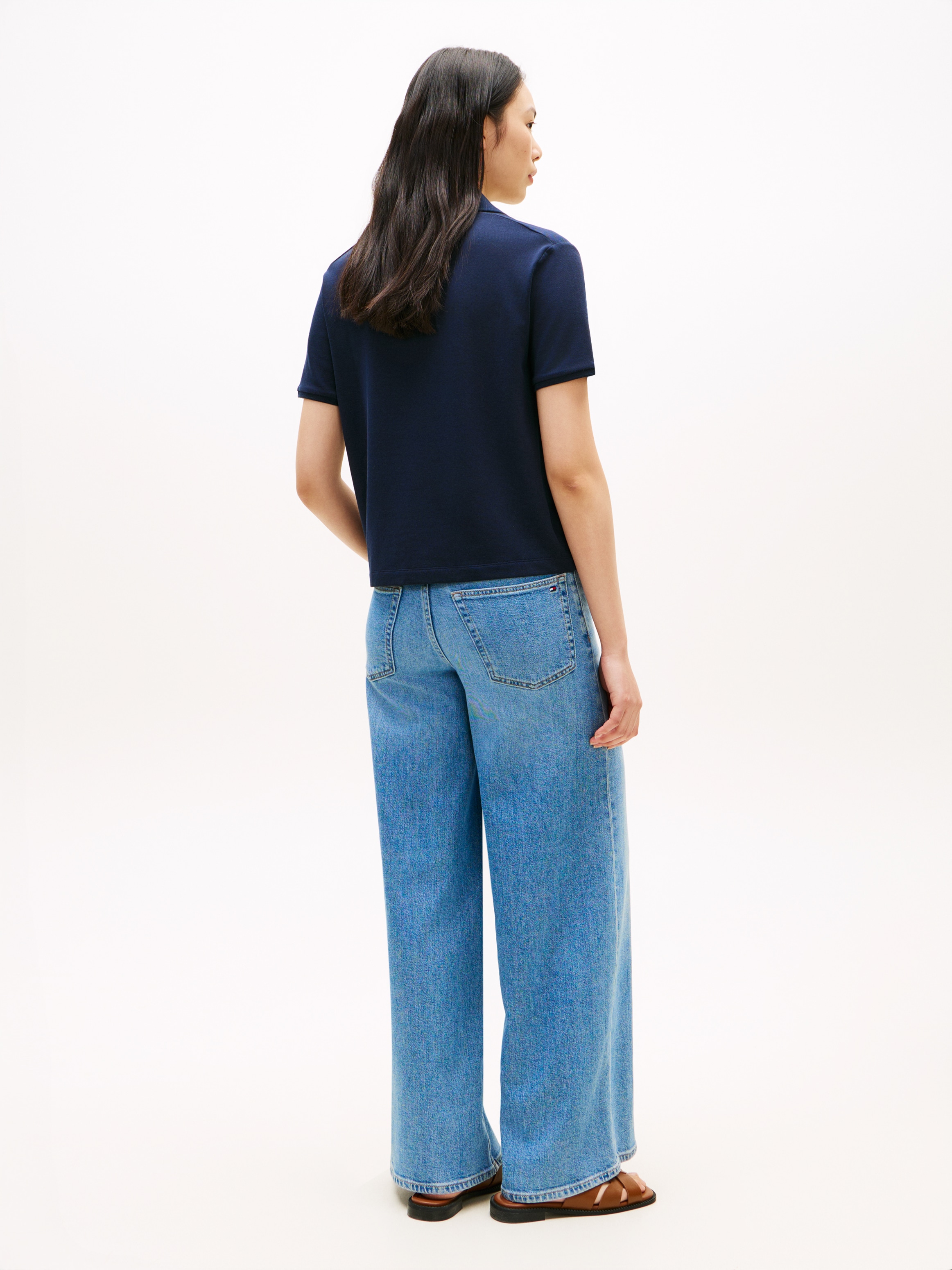 Tommy Hilfiger Polo »LYOCELL PIQUE OPEN-NK SS POLO« mit kleinem Logo-Stick