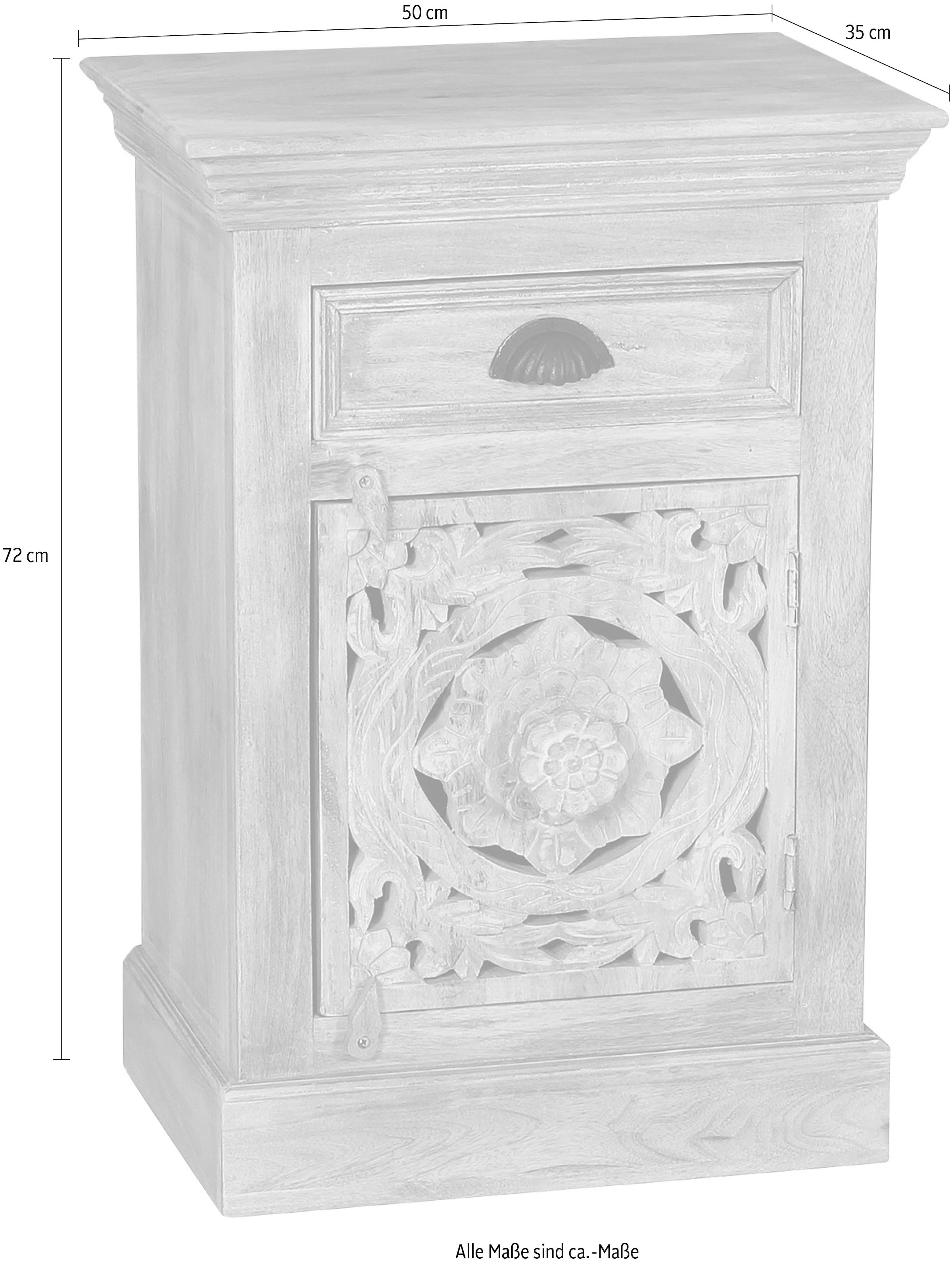 SIT Kommode »Famagusta aus Mangoholz mit Tür, Schublade & Holzschnitzereien« Aufwändige Holzschnitzereien als kunstvolles Design-Highlight
